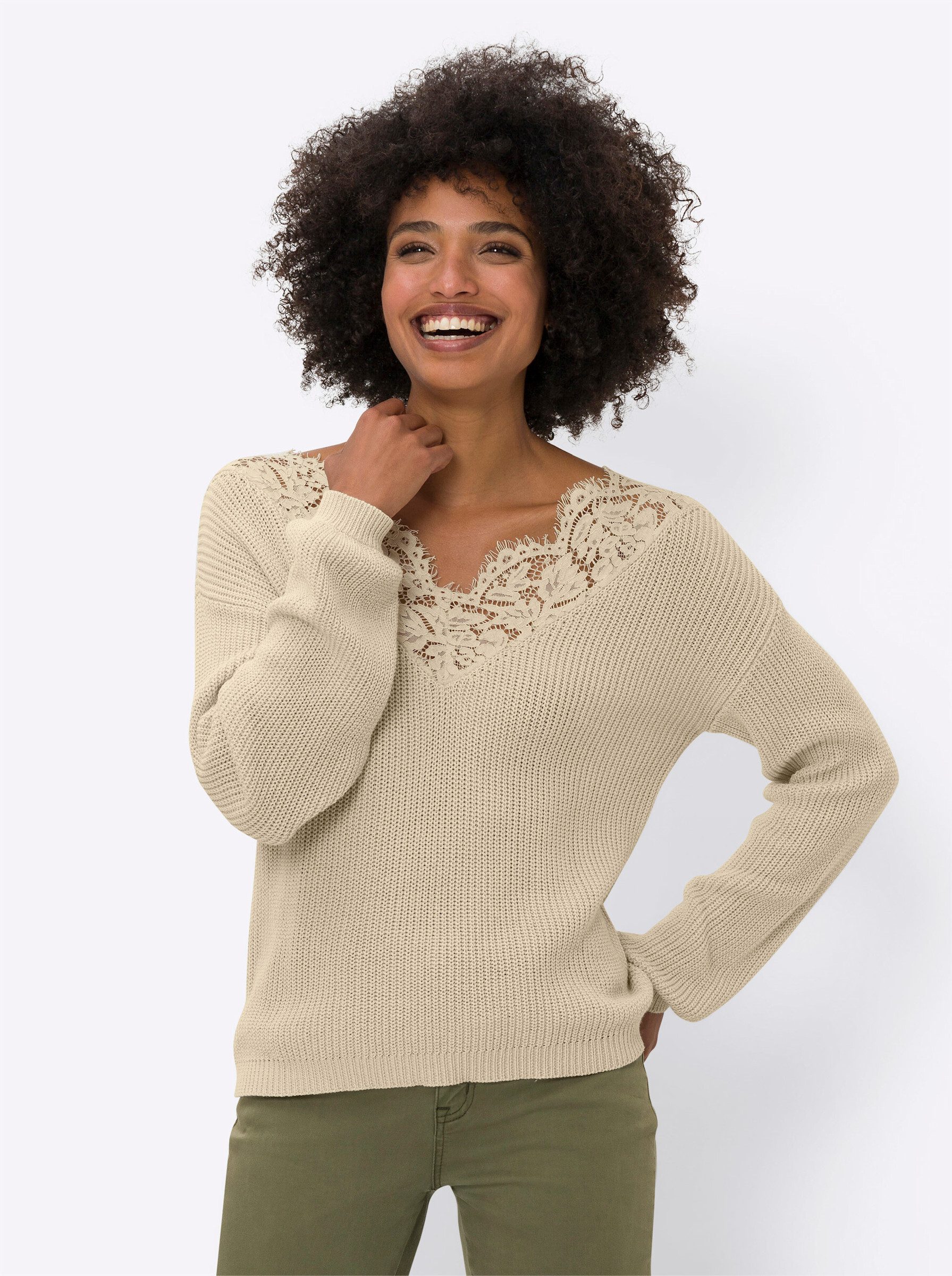 heine Strickpullover V-Ausschnitt-Pullover . günstig online kaufen