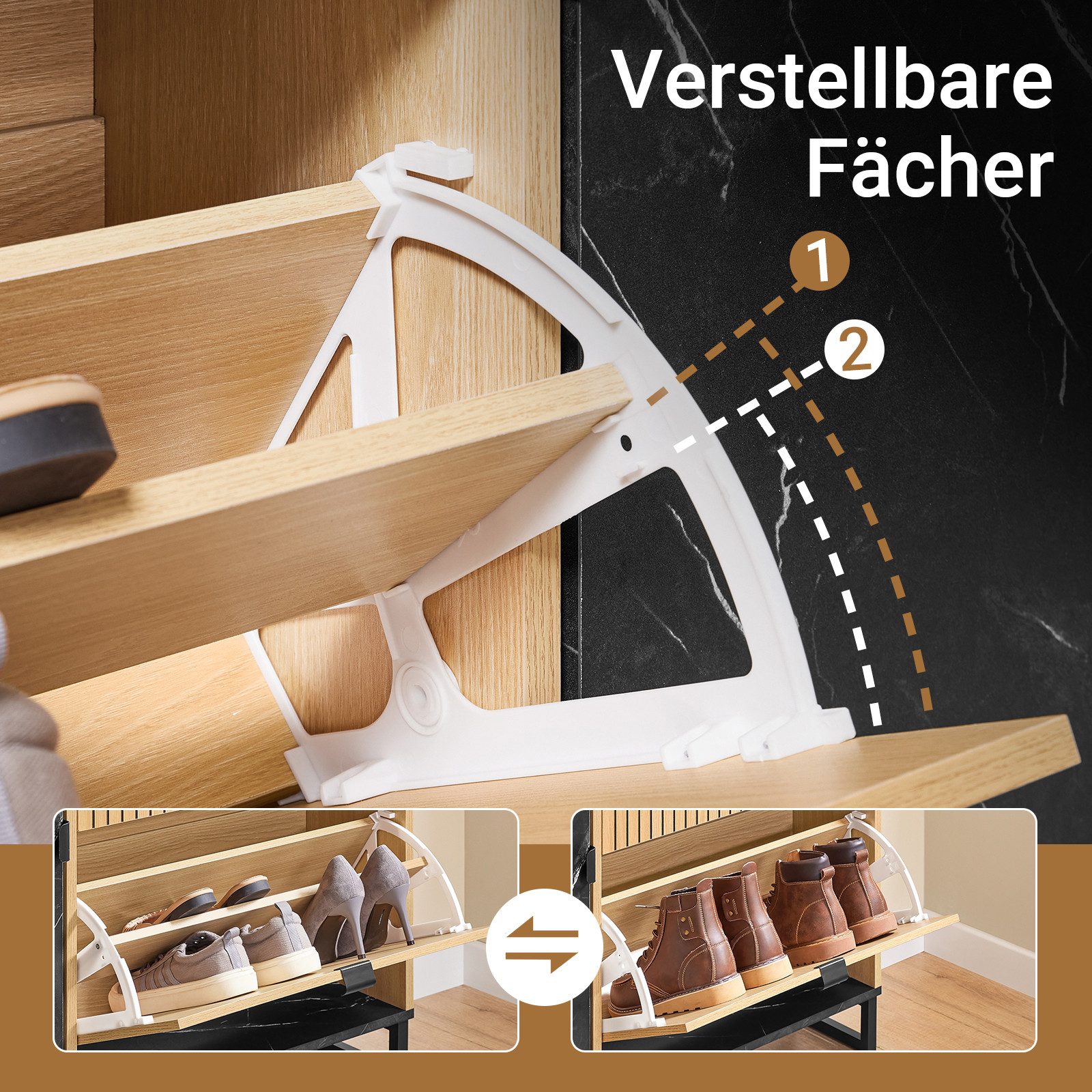 SoBuy Schuhschrank FSR203, Schuhkommode Flurschrank Sideboard für Flur, Eingangsbereich Schuhkipper Schuhregal Schuhablage Schuhschrank schmal, 2 Klappen Flur