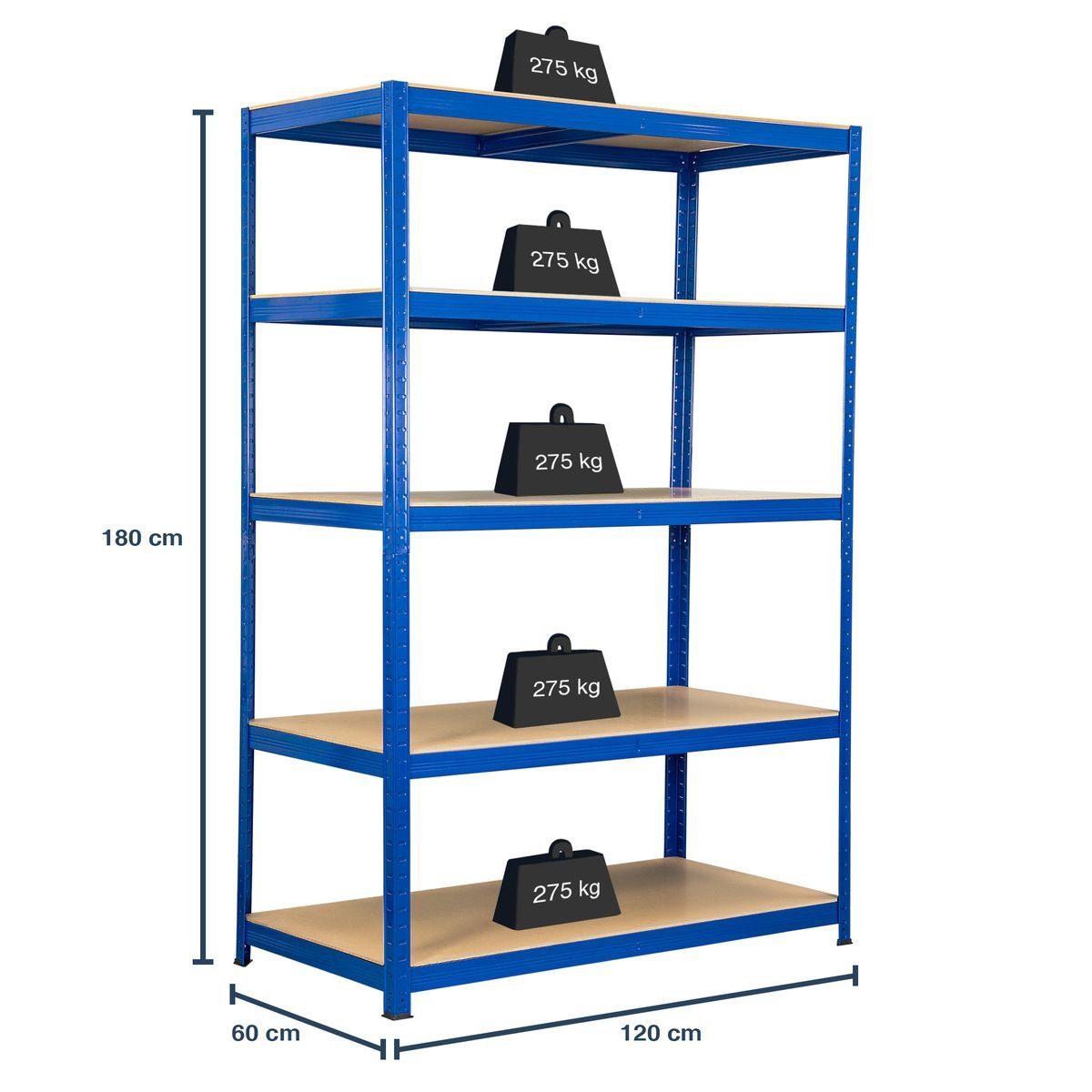 SCHMIDT security tools Schwerlastregal Schwerlastregal 180x120x60cm Steckregal 275kg pro Boden