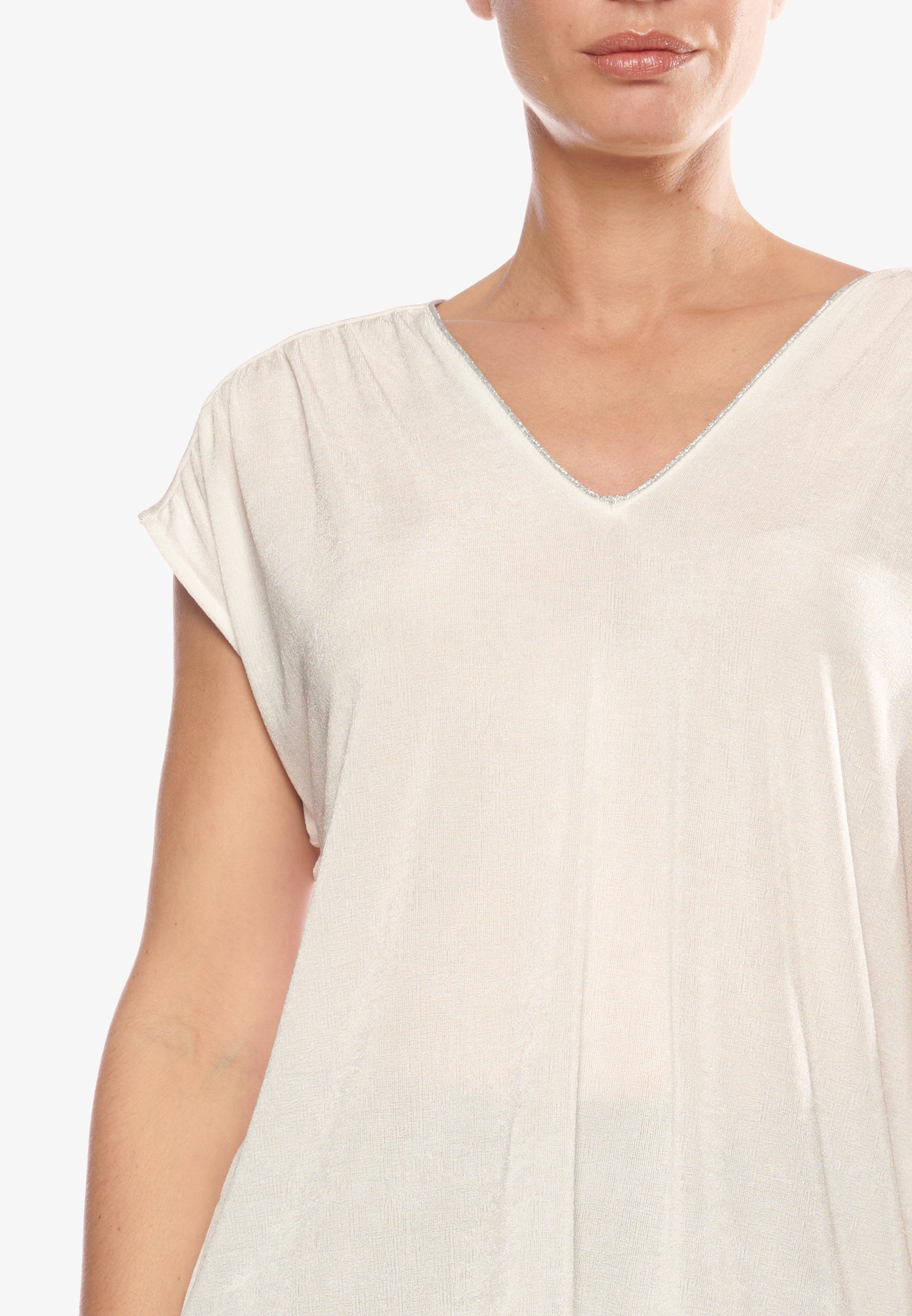 T-Shirt Cerises TSHIRT Temps V-Ausschnitt beige Des Le mit SIDY femininem