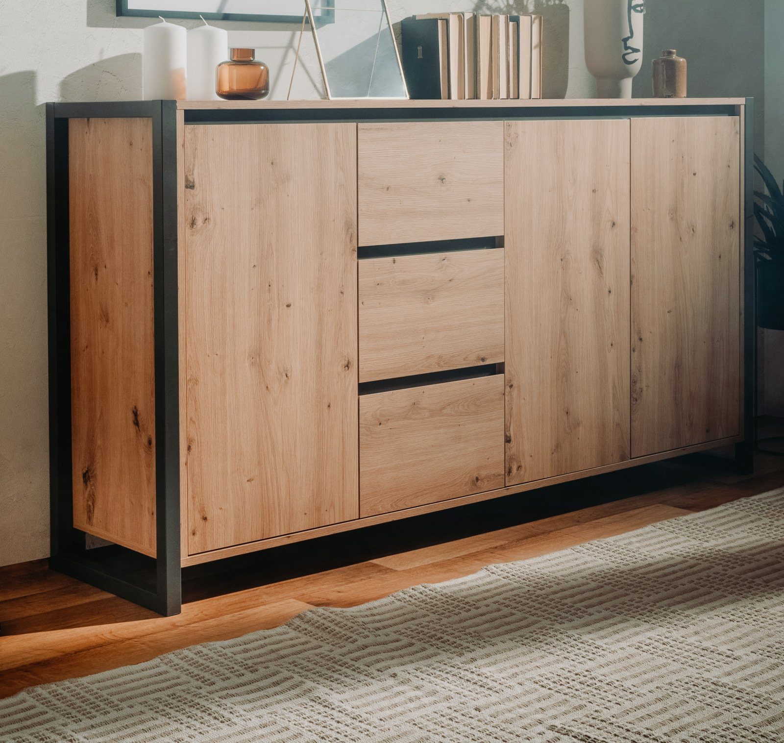 Furn.Design Sideboard Malta (Kommode in Eiche Artisan und Anthrazit, 160 x günstig online kaufen