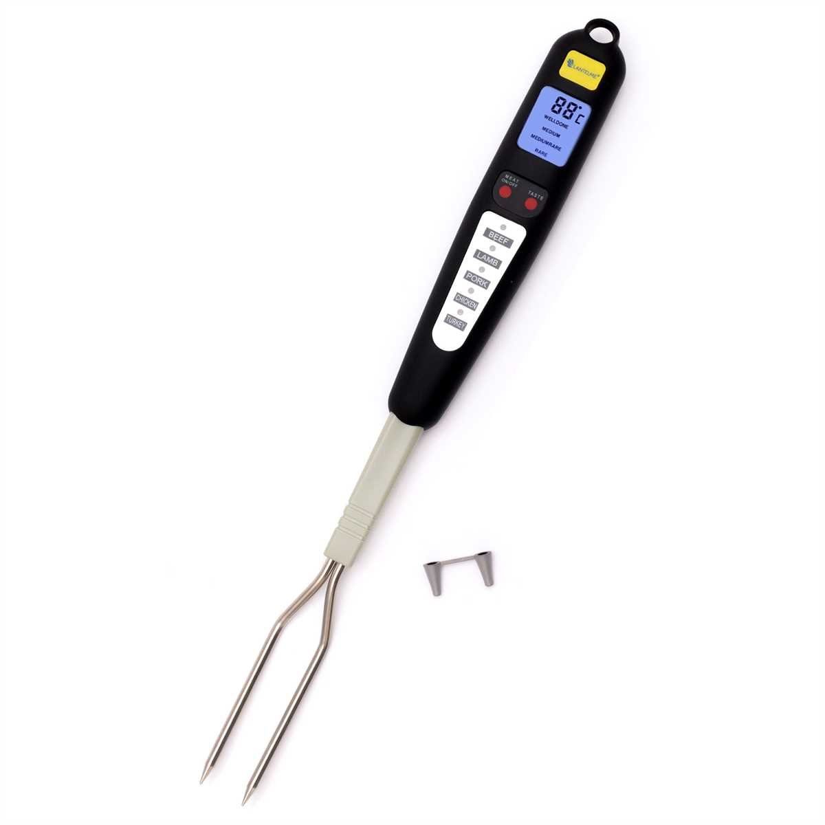 Lantelme Grillthermometer Digital Fleischthermometer Braten Einstich Thermometer Grill Pfanne, 1-tlg., Länge 40cm, leicht zu reinigen, Küchenthermometer mit Voreinstellungen Rind Lamm Schwein Huhn Truthahn