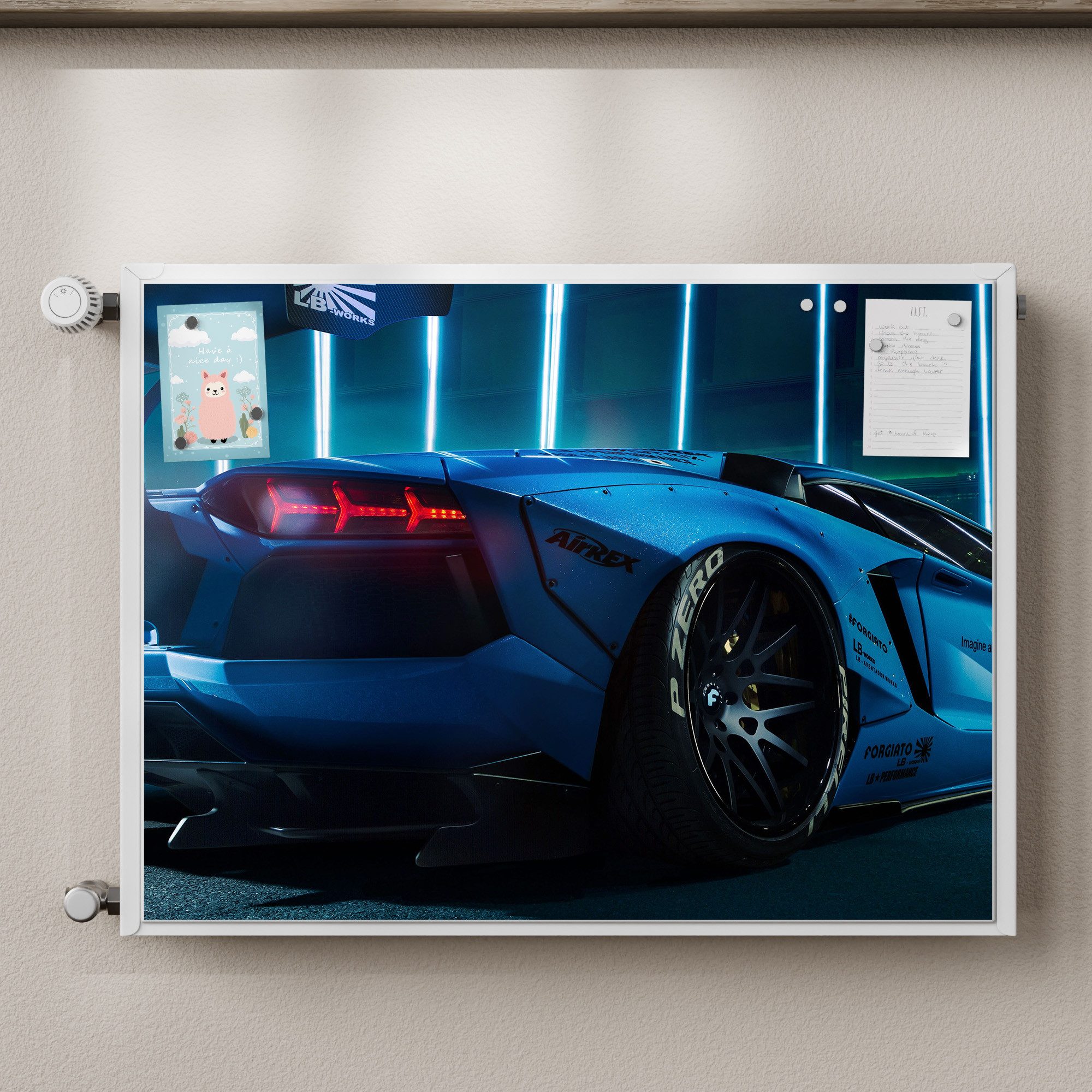 DEQORI Magnetfolie 'Lamborghini Aventador', beschreibbar Heizung Magnetmatte magnetisch Magnetfolie