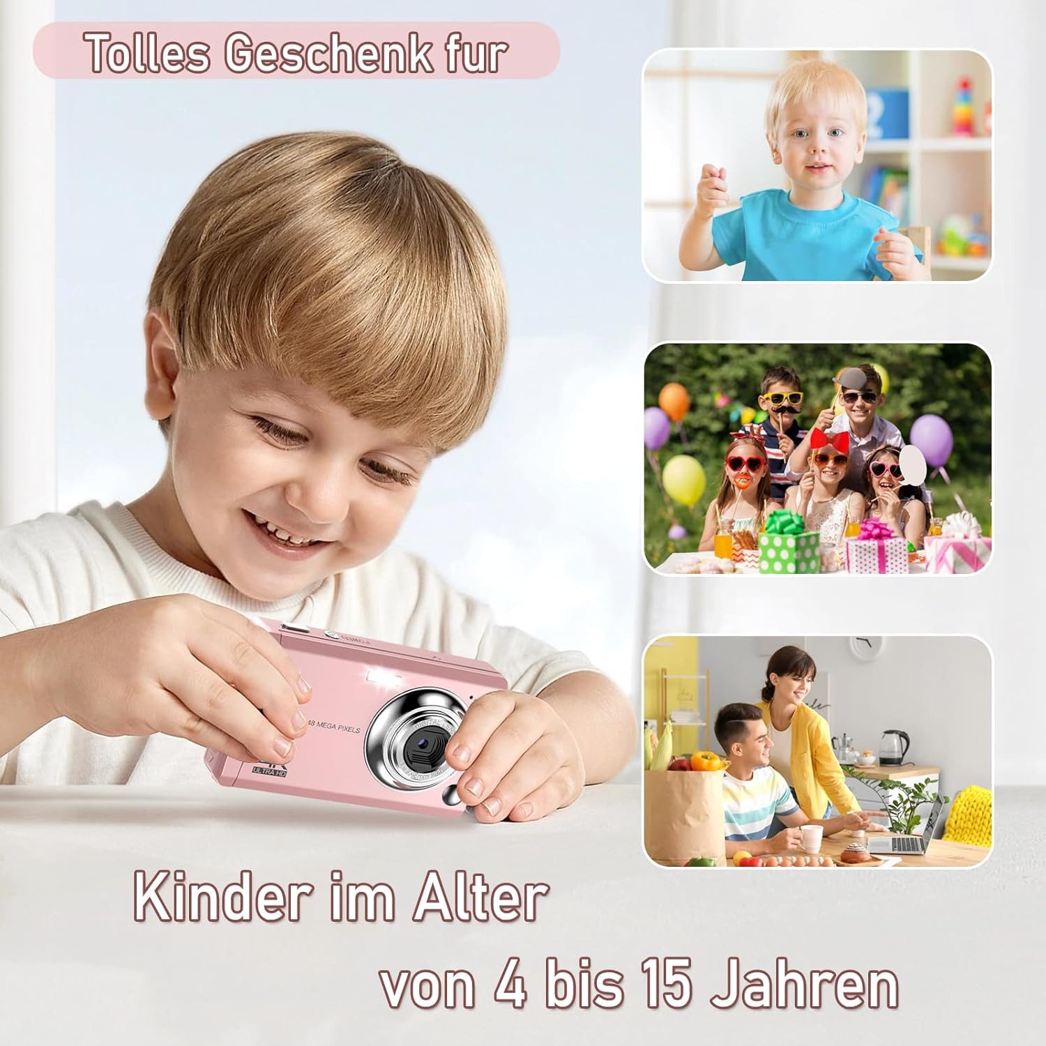 Fine Life Pro Kompaktkamera (48 MP, 16x Digitalzoom, Elektronischer Bildstabilisator, 4K HD 1080P Fotokam)