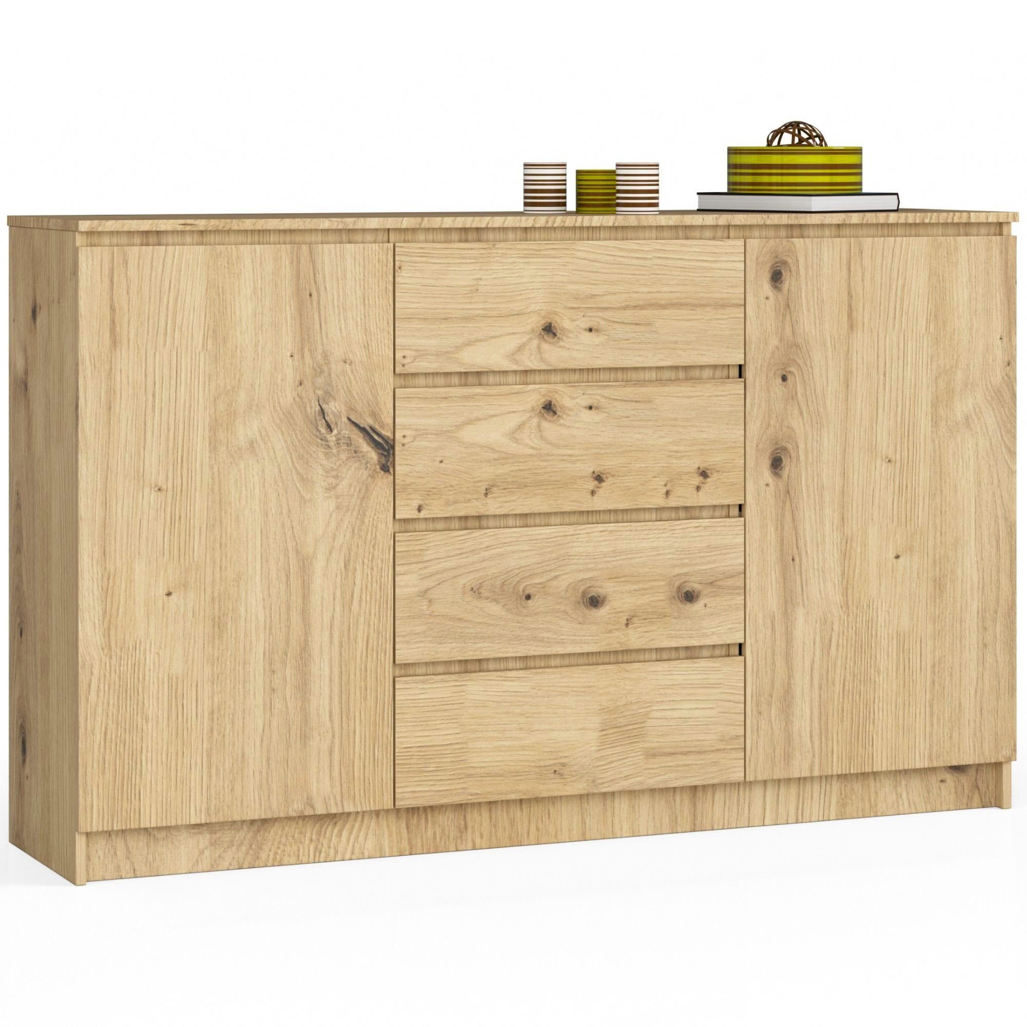 Raumhirsch Furniture Kommode mit 4 Schubladen, zwei Schranktüren, 160 cm breit Holz Schrank, (viele Farbvarianten - Maße: 160 x 99 x 40 cm) - Hochwertig & stabil