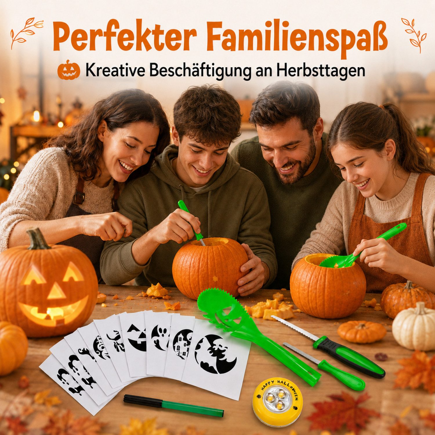 com-four Schälmesser Kürbis Schnitz-Set für Halloween, Schneide-Werkzeuge – Bild 3 von 5