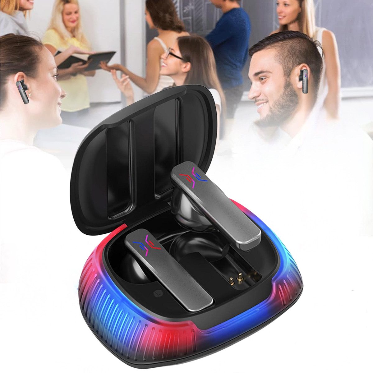 RWEUOQ Übersetzungs Kopfhörer, Online Sprachübersetzer Ohrhörer Bluetooth Bluetooth-Kopfhörer (Übersetzungsgenauigkeit von bis zu 98 %., Ohrhörer Übersetzergerät für Alltag, Arbeit, Reisen)