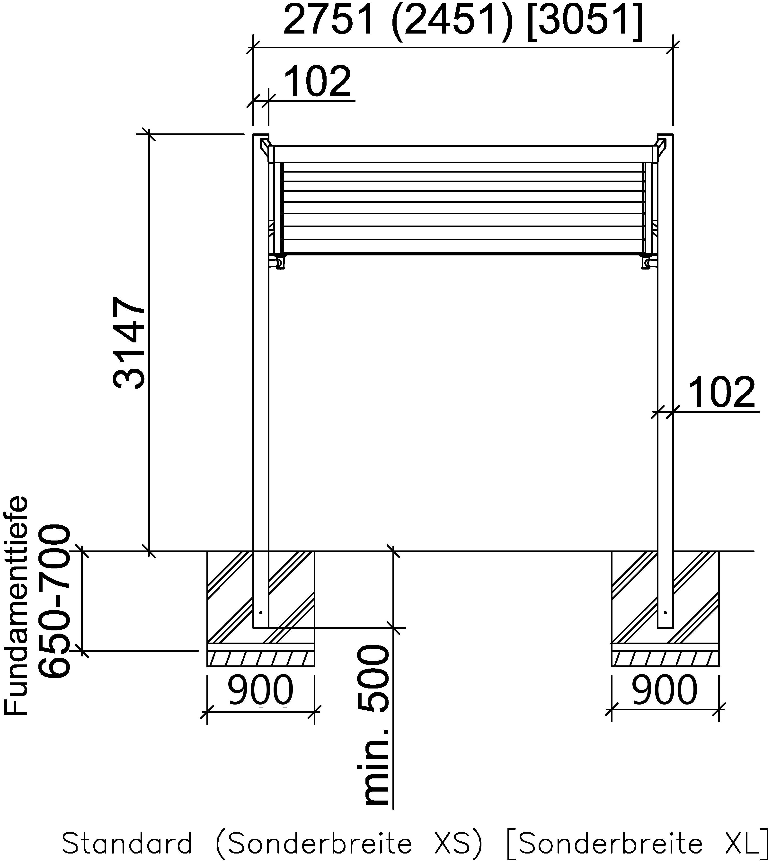 Ximax Einzelcarport My-Port Typ 247 Typ Aluminium BxT: cm, 275x503 cm 150 2850 Einfahrtshöhe, Sonderhöhe-Edelstahl-Look