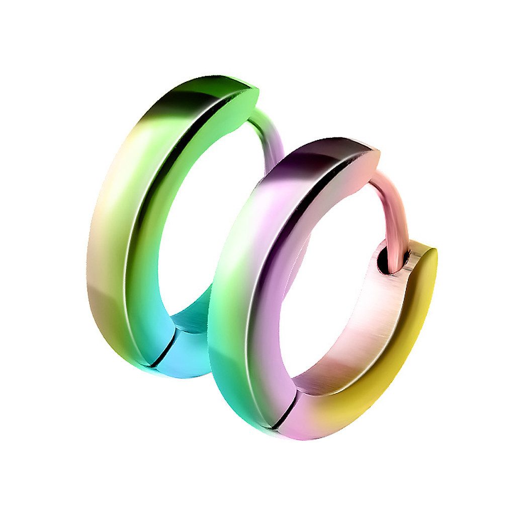 Taffstyle Paar Creolen Klassische Ohrringe Creolen Huggie Hoops Klapp Verschluss Unisex (Elegante Creolen in 5 Farben aus Chirurgenstahl), Schmuck Ohrringe Creolen Frauen Damen Schmuck Geschenke zum Geburtstag
