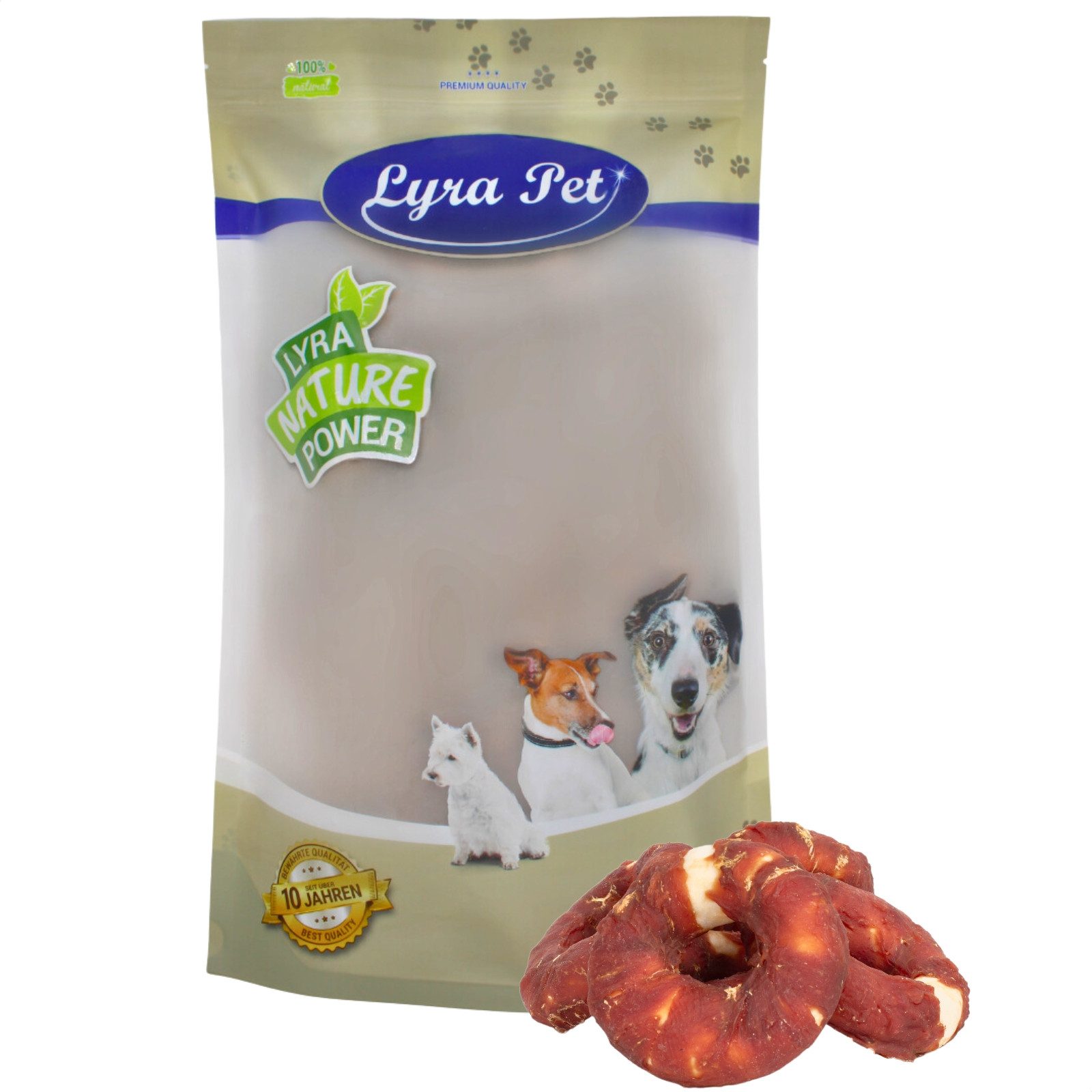 Lyra Pet 1 kg Lyra Pet® Kauringe mit Entenbruststreifen Rind
