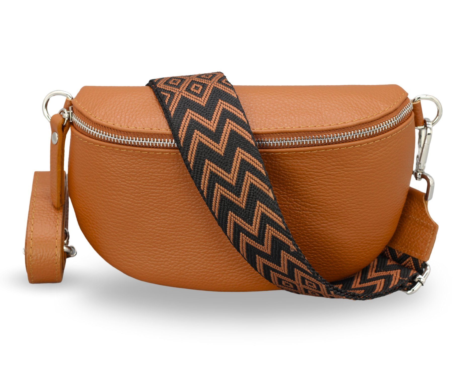 Gürteltasche Bauchtasche Damen Leder, Umhängetasche, Echtes Leder, Cognac Braun