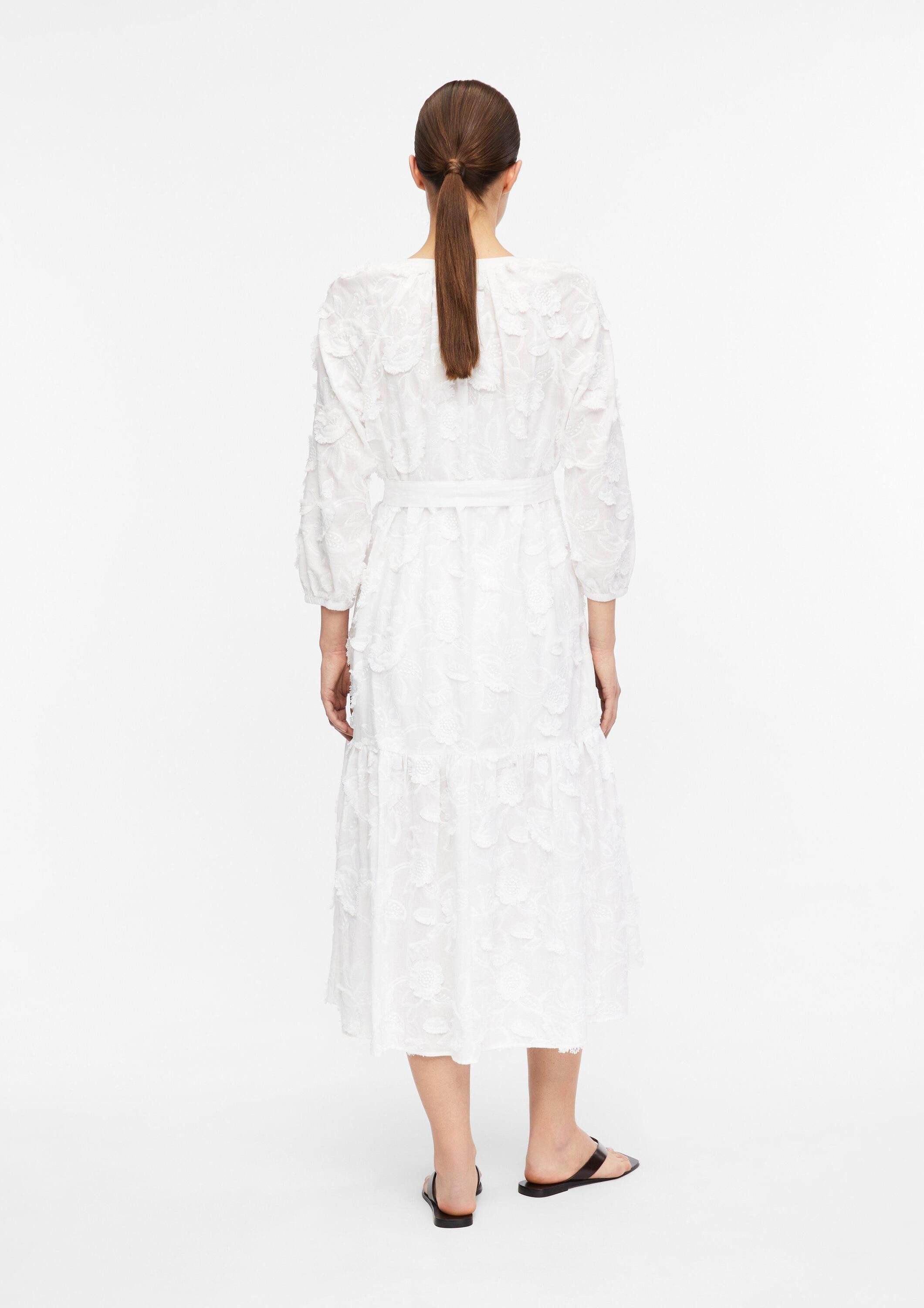 comma Maxikleid Kleid Midikleid mit floraler All-over-Stickerei