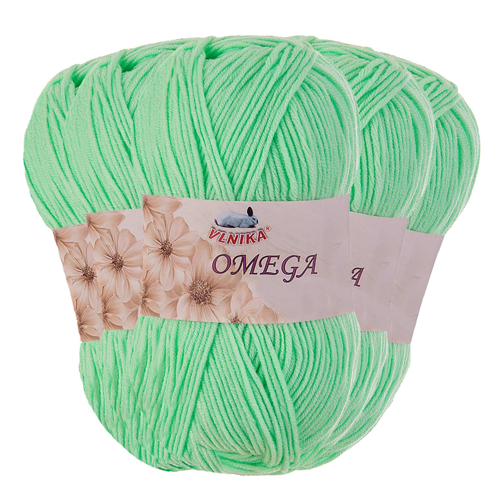 maDDma 5x100g Strickgarn Omega uni Häkelgarn Acrylwolle Klassikgarn Wolle Häkelwolle, 1200 m (Sparpaket), mintgrün