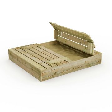 Wickey Sandkasten Flip mit Klappdeckel - verschiedene Größen -, (Bausatz, Extrem witterungsbeständig durch Kesseldruckimprägnierung), Sitzbank