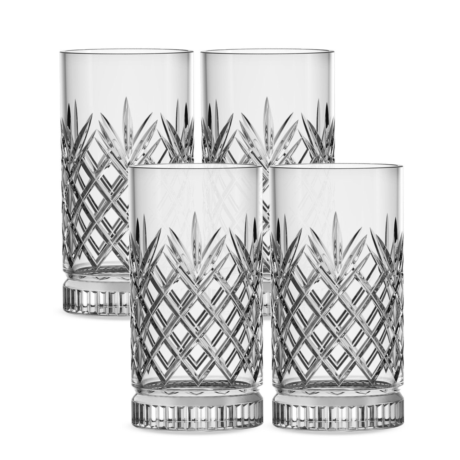 Gläser-Set GENTOR Glas Set Longdrinkglas 4er Set Wasserglas Saftglas Kristallglas
