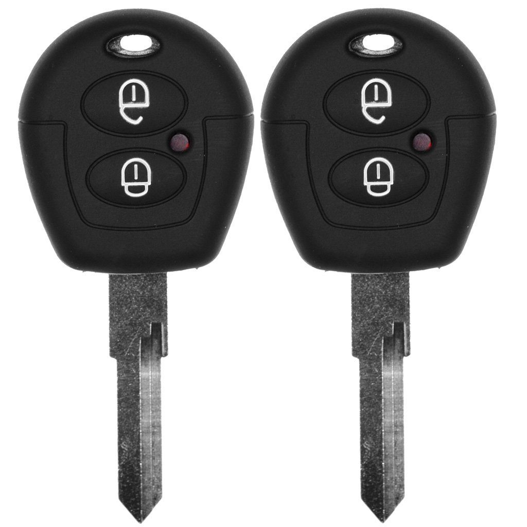 mt-key Schlüsseltasche 2x Autoschlüssel Silikon Schutzhülle im 2er-Set, für VW SEAT Skoda T4 Fox Sharan Polo Cordoba 2 Tasten Fernbedienung Schwarz