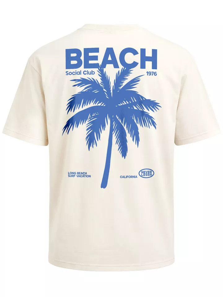 Neverless Oversize-Shirt Herren T-Shirt - Beach Club Palme - Oversized Relaxed Fit Sommer mit Print
