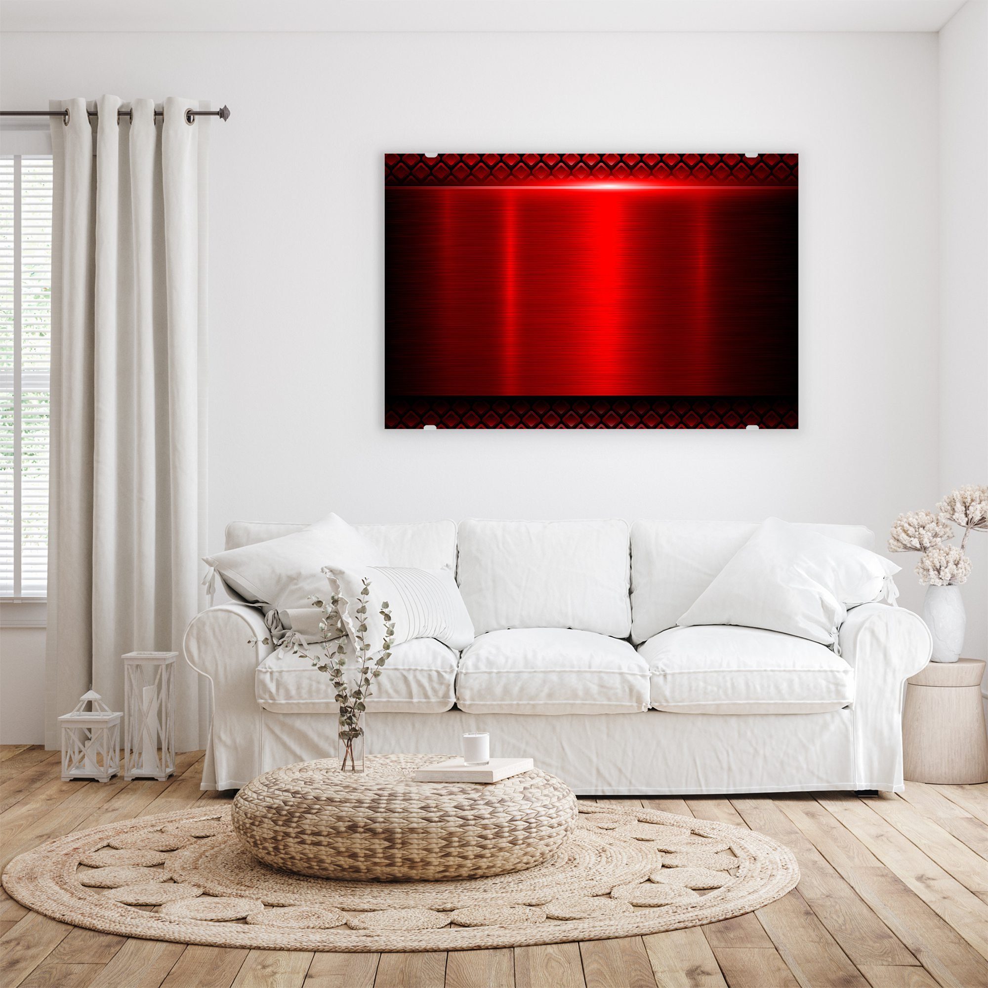 Primedeco Glasbild Wandbild Rote Metalltextur mit Aufhängung, Texturen (21 günstig online kaufen