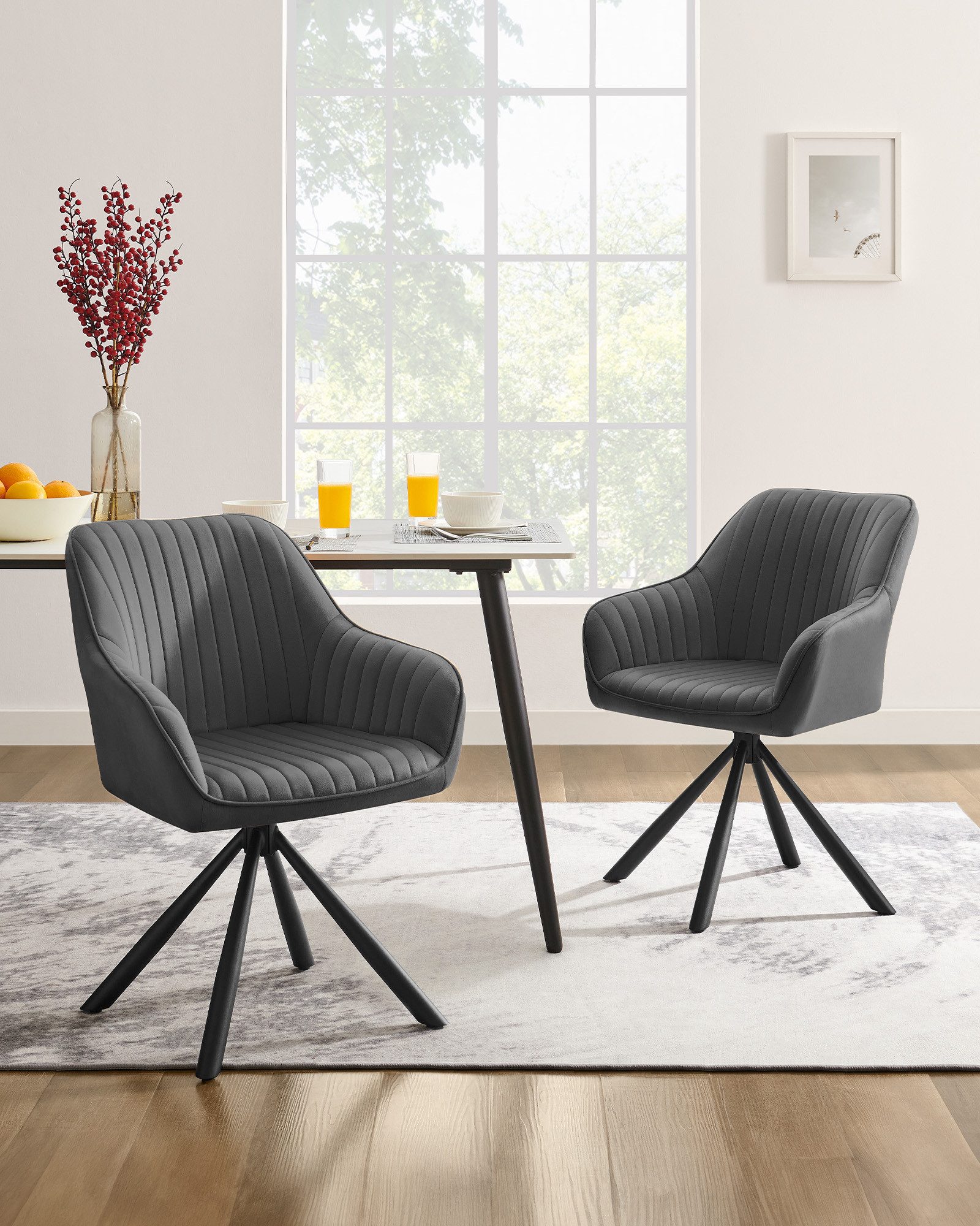 SONGMICS Esszimmerstuhl (2 St), Esszimmerstuhl, Küchenstuhl drehbar, Stahlb günstig online kaufen