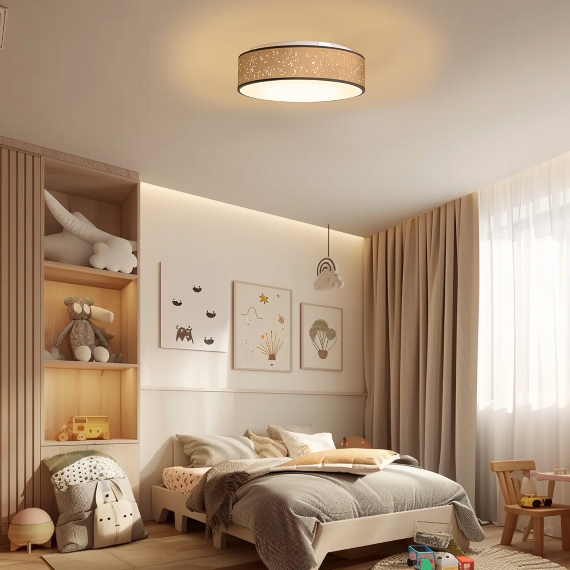 Zedelmaier Lampenschirm Deckenleuchte Deckenlampe Stoff mit Sterne Kinderzimmerlampe, ohne Leuchtmittel, für Kinderzimmer Schlafzimmer Wohnzimmer Flur