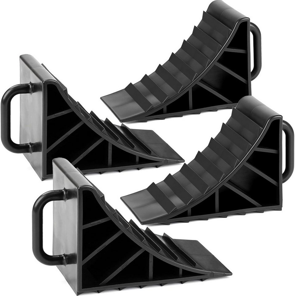 BlingBin Sicherheitskeil Unterlegkeil mit Griff Hemmschuhe Bremskeile Anhänger PKW Stütze, (4 Stück, 4-St., 15x9x10 cm), Bremskeil Anhänger PKW Wohnmobil Wohnwagen