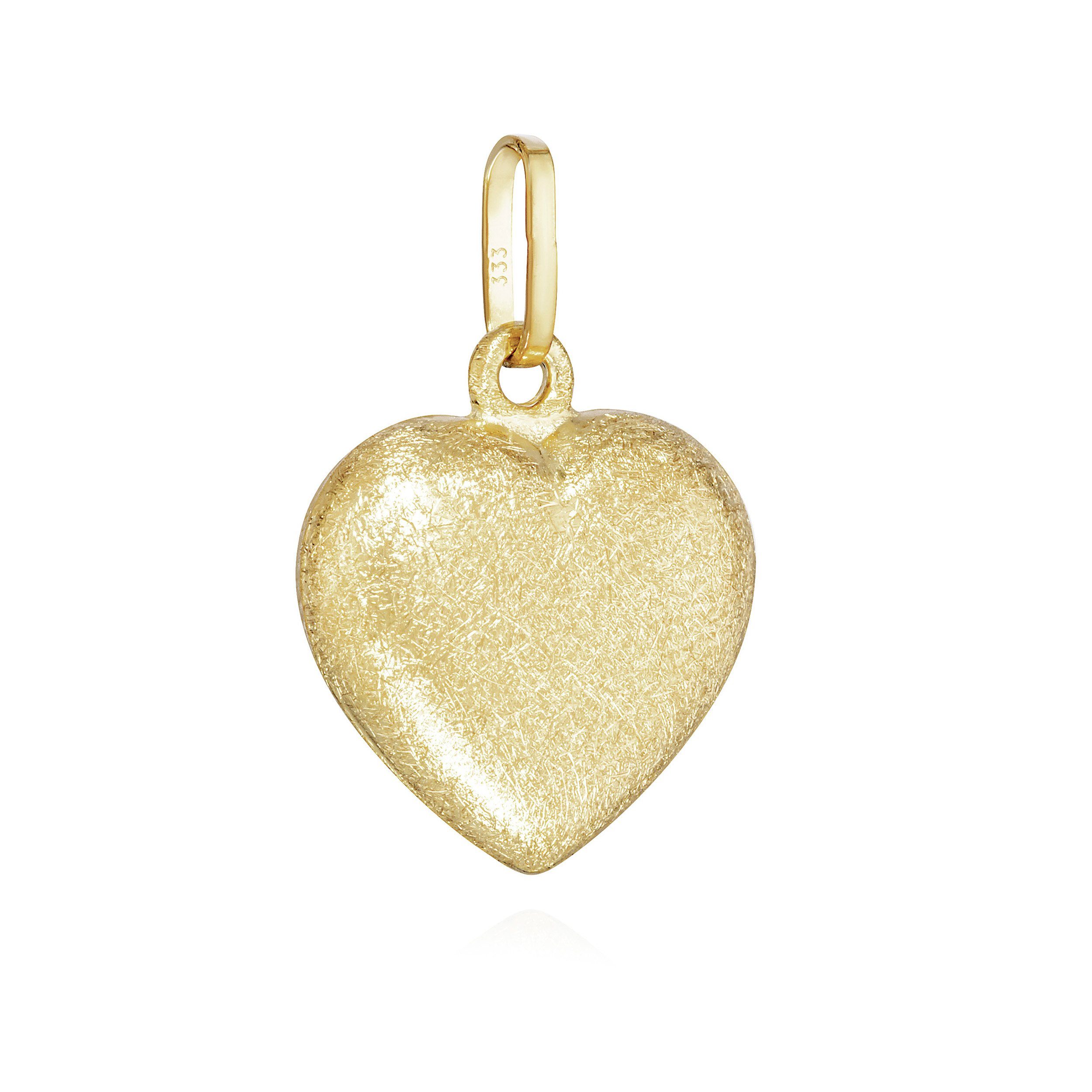 Kettenanhänger Kettenanhänger Herz Eismatt 333 Gelb Gold 8 Karat 10x8mm Damen Amulett