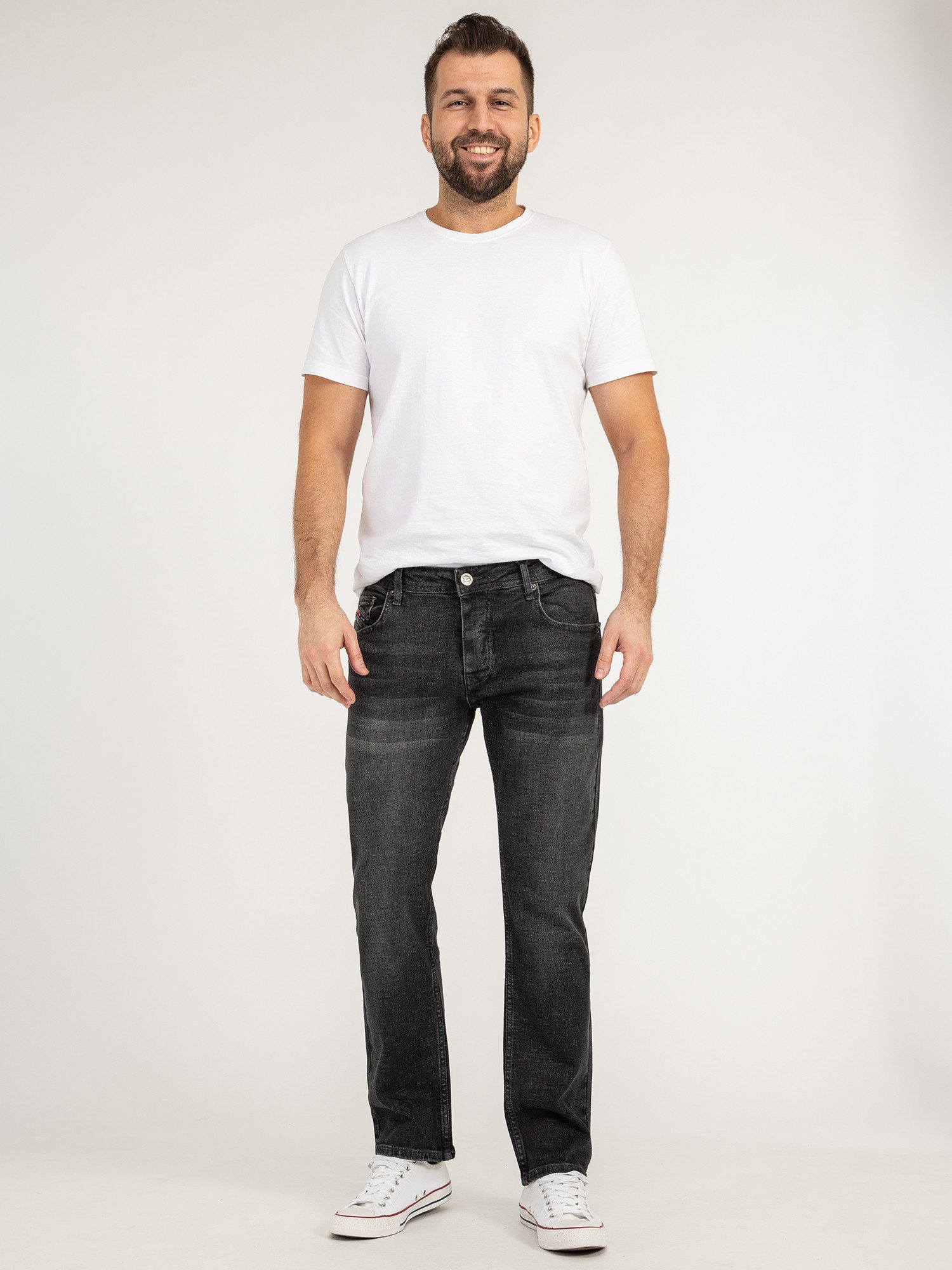 Lorenzo Loren Straight-Jeans Herren Jeans Hose Stonewashed LL-4006 – Bild 4 von 5