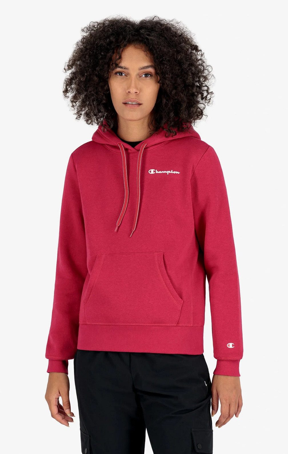 Champion Kapuzenpullover (Hoodie gefüttert) American Classic kleiner Logo Schriftzug magentarot