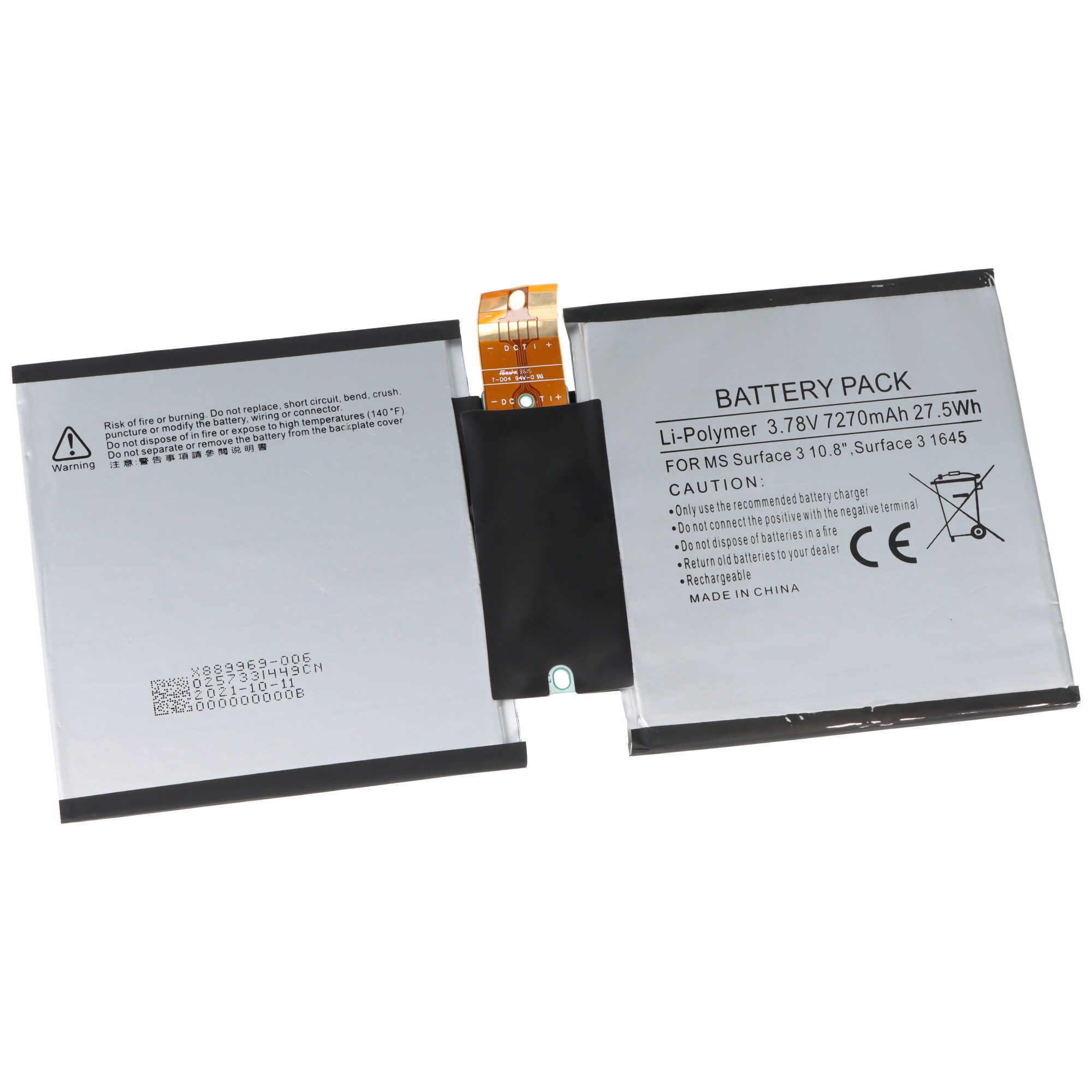 AccuCell Akku passend für Microsoft Surface 3 10.8", Surface 3 1645, Li-Polyme Akku 7270 mAh (3,8 V)