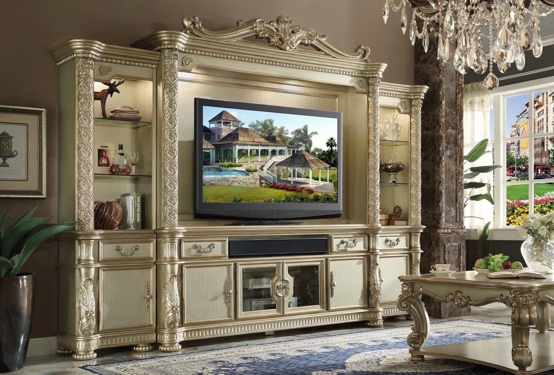 Xlmoebel TV-Wand Barocke Anbauwand in edlem Design aus hochwertigem Holz, (1-St., Wohnwand), Hergestellt In Italy
