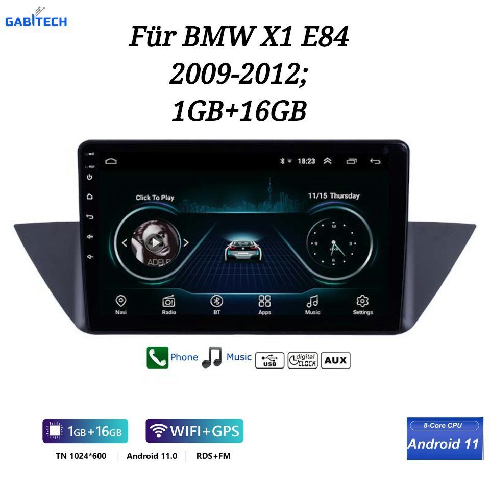 MP5 11 & für Play, & Autoradio X1 USB) 10" Plug GABITECH E84 Airplay ASDP, FM Navi Link, Miracast BMW Bluetooth, Mirror Android 2009-2012 WiFi, (FM, GPS Autoradio Bus, Can RDS, AM,