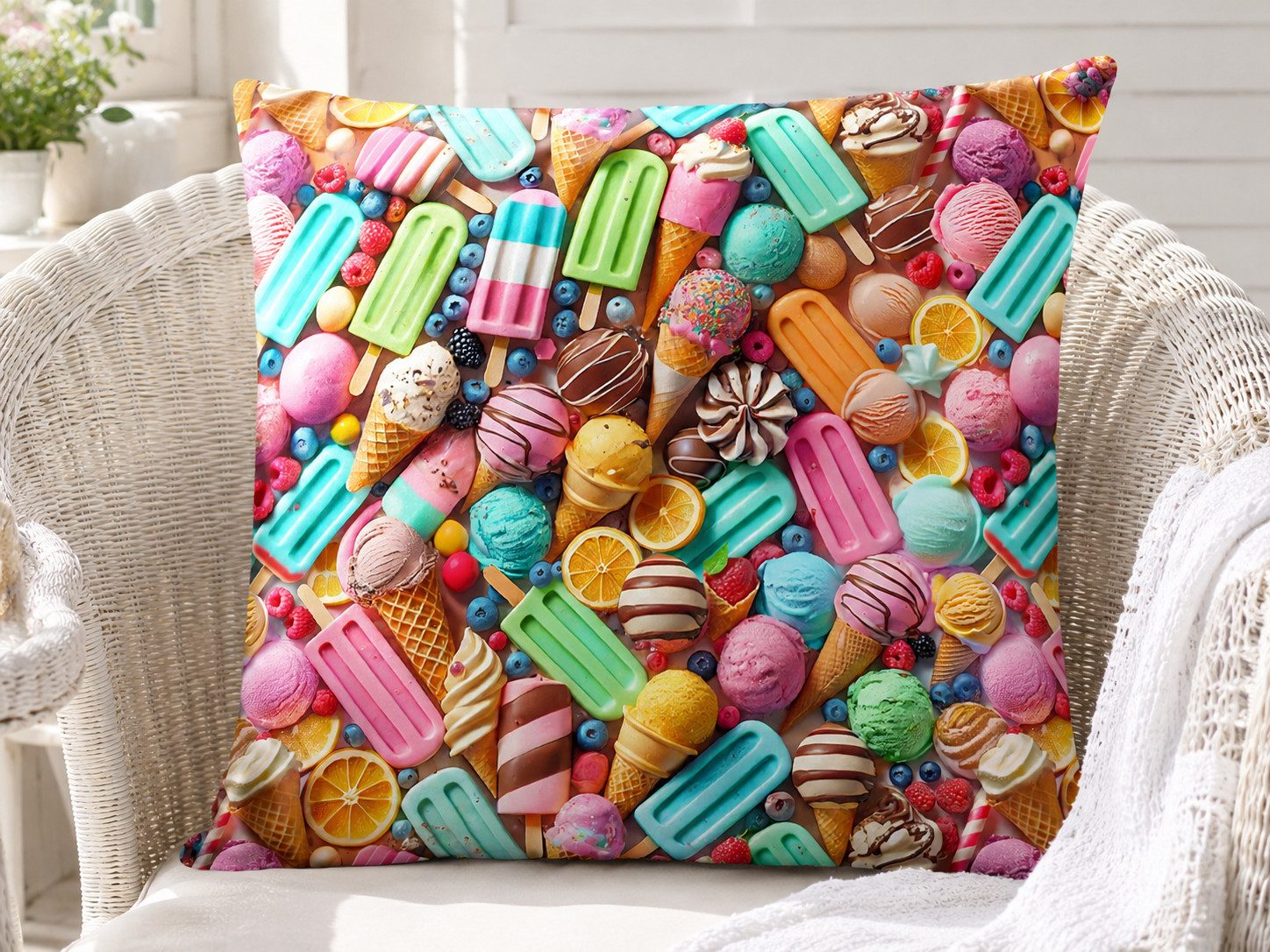 lillestoff Stoff Baumwollstoff Baumwolle Webware 3D-Optik Summer Icecream Meer, Meterware, 50 cm x 150 cm
