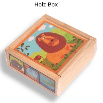 Little Lorien Würfelpuzzle Würfelpuzzle Holzspielzeug Puzzleteile Lernspielzeug mit Holz Box, 9 Puzzleteile, Material: Holz