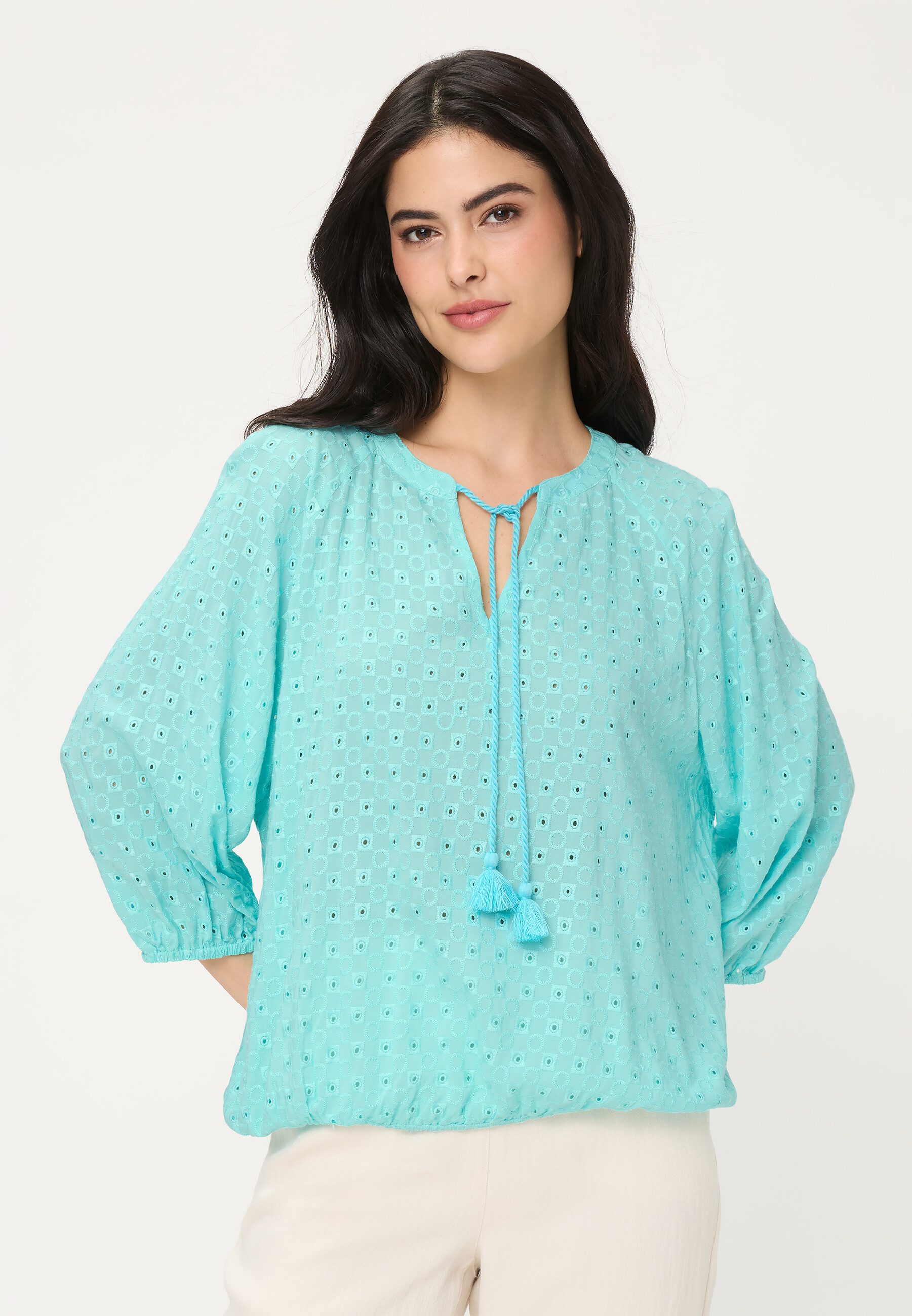 Olsen Tunikashirt Bluse mit Tunika-Ausschnitt und Raglanärmeln