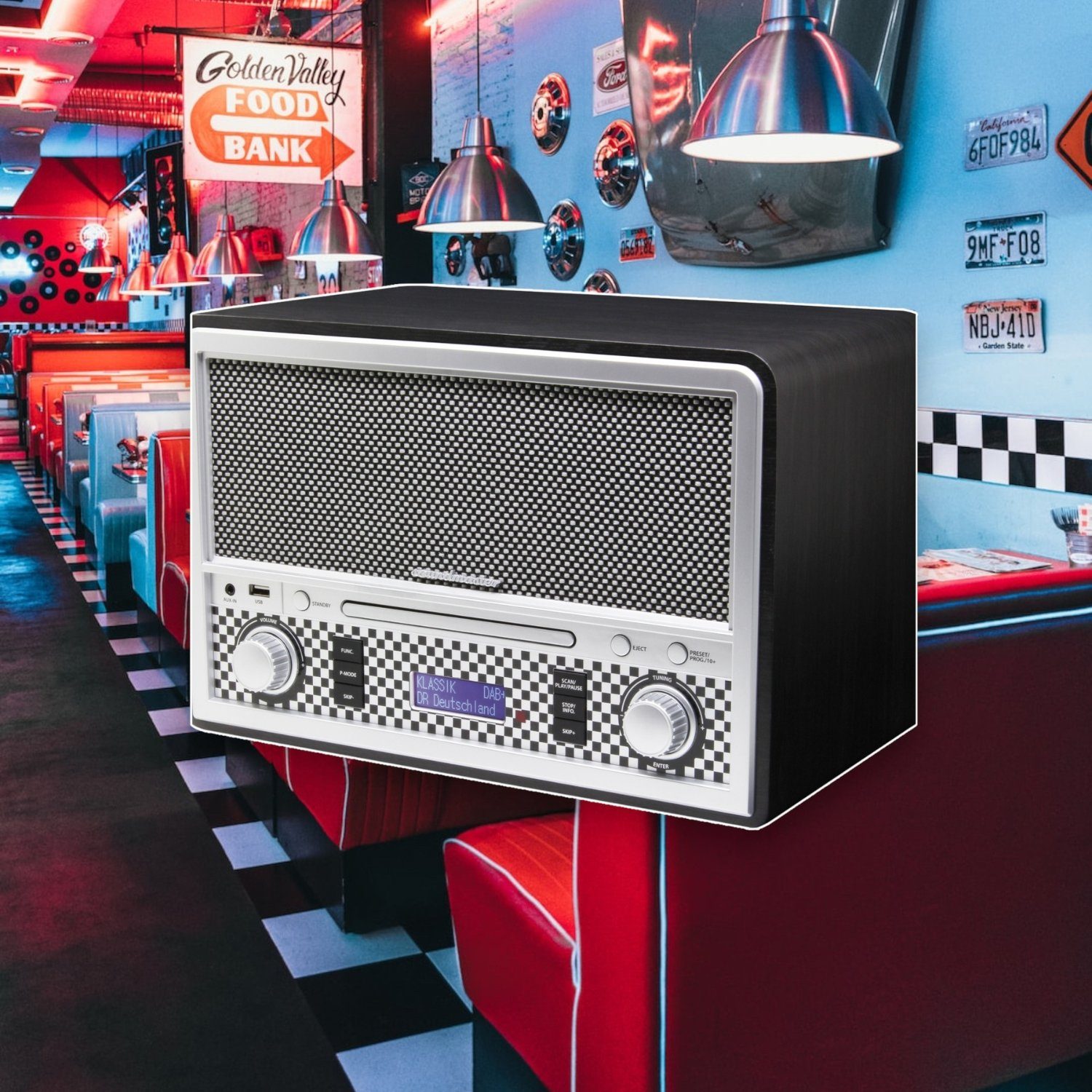 Soundmaster NR955SW Retro Kompaktanlage CD-Player DAB+ UKW-Radio USB AUX Bluetooth Retro-Radio (DAB+, UKW, 8 W)