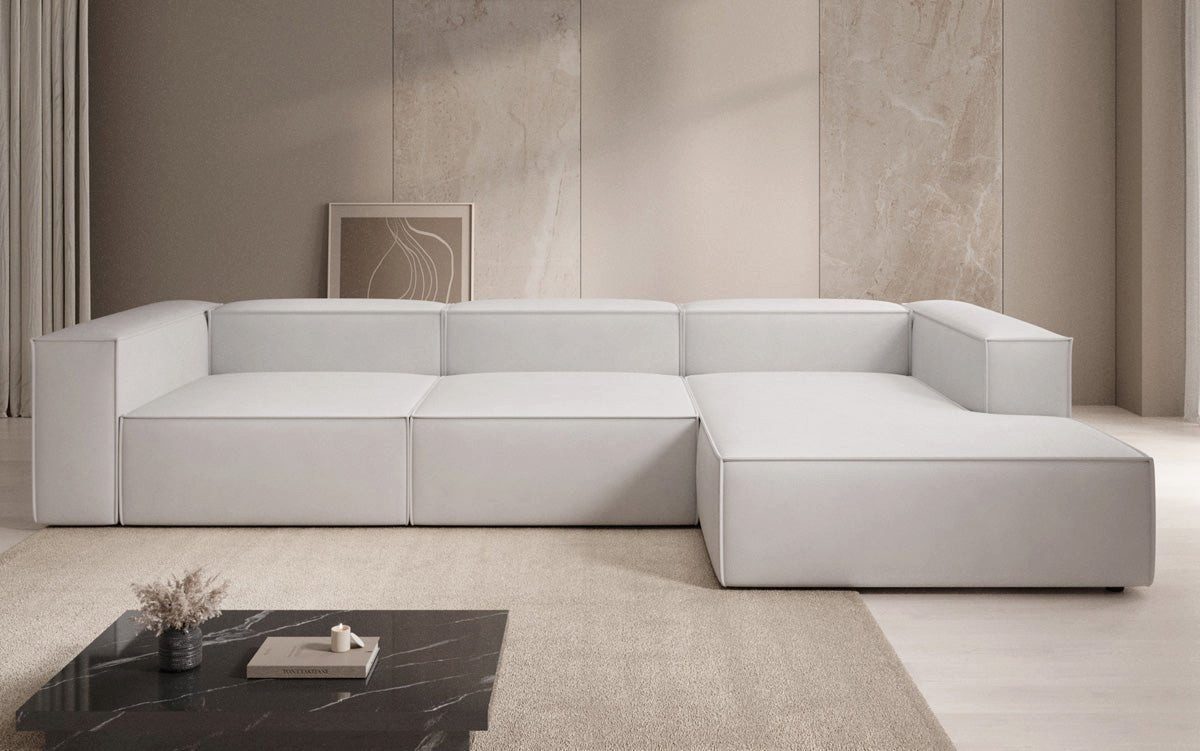 Luxusbetten24 Sofa Designer Sofa Lesley L, mit Bezug aus Echtleder