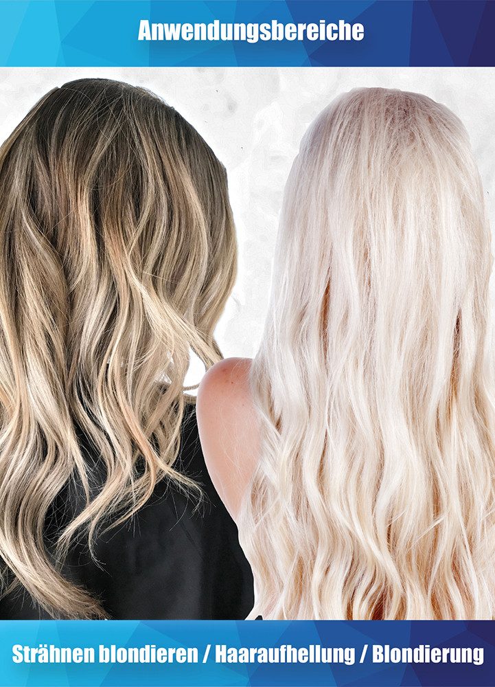 AQUYO Cosmetics Haarfarbe Style & Care Blondierpulver 500g + Creme Oxydant Entwickler 3%, Set