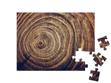puzzleYOU Puzzle Stumpf einer gefällten Eiche mit Jahresringen, 48 Puzzleteile, puzzleYOU-Kollektionen Bäume, Wald & Bäume, Moderne Puzzles