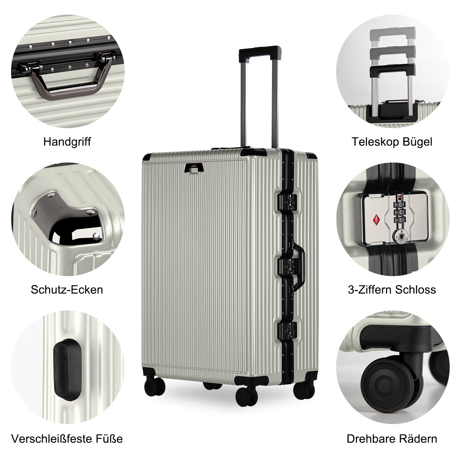 HOMELUX Trolleyset Trolley Größe M, L, XL Reisekoffer Alu-Rahmen ABS & TSA günstig online kaufen