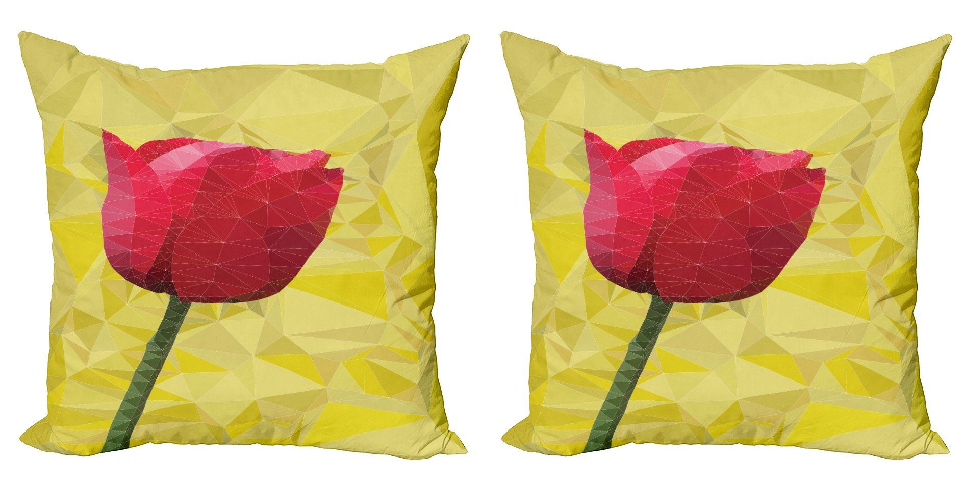 Kissenbezüge Modern Accent Doppelseitiger Digitaldruck, Abakuhaus (2 Stück), Polygonen Geometrisch Blooming Tulip