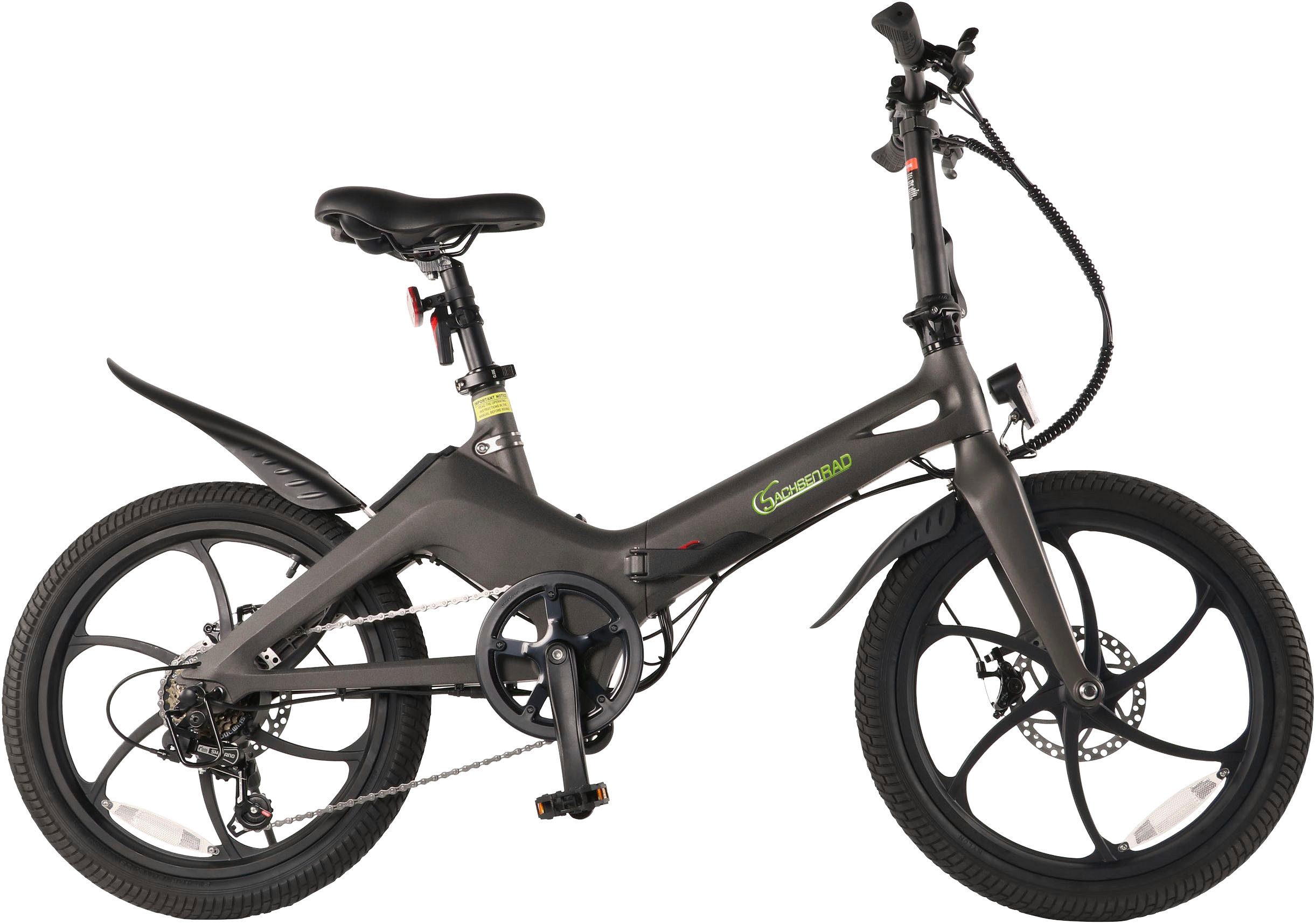 SachsenRad E-Bike Faltrad F11 MagPuma mit Transporttasche, 6 Gang Shimano, Kettenschaltung, Heckmotor, 281 Wh