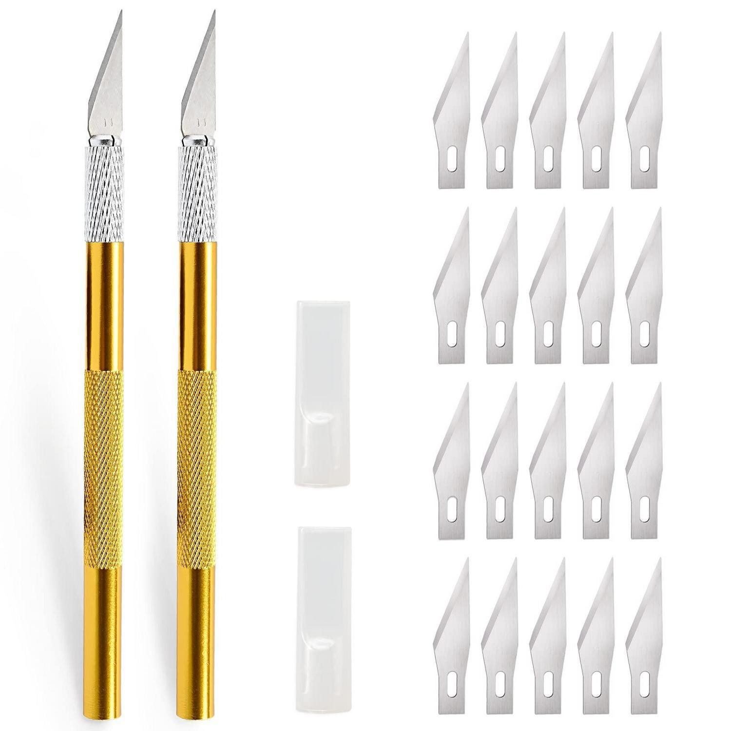 LuxusKollektion Cuttermesser Bastelmesser-Set mit 20 Klingen Gold