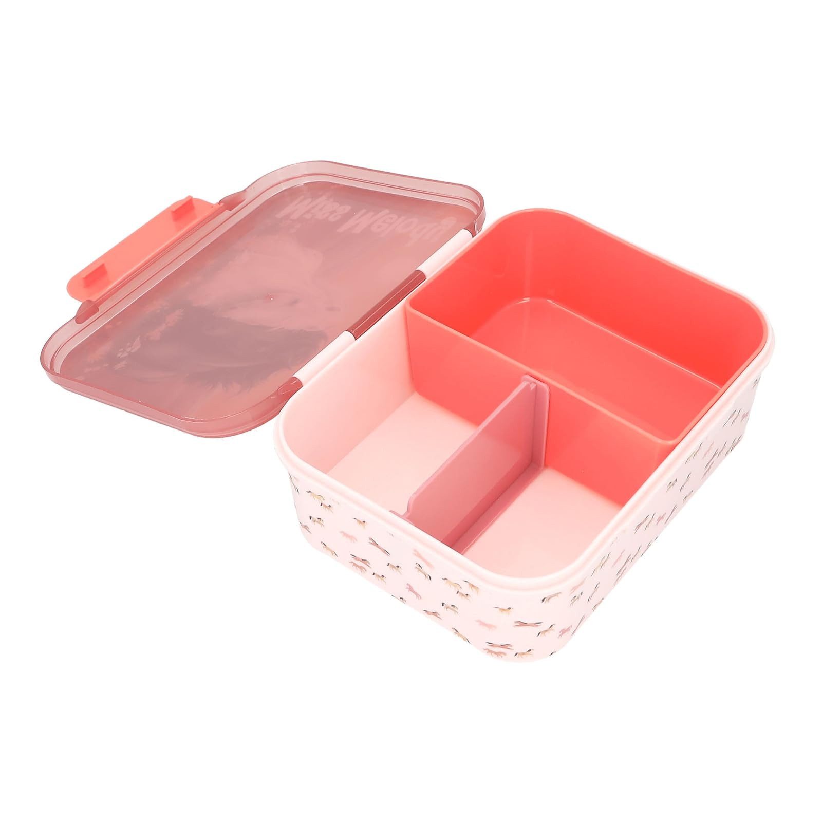 Depesche Federmäppchen Brotdose Hellrosa mit Pferde Motiv, 3 Fächer, Klappdeckel, Lunchbox für Kinder, ideal für Schule und Ausflüge