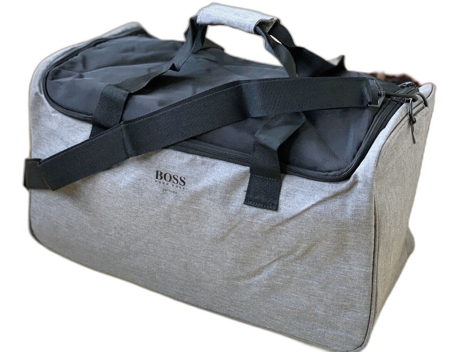 HUGO Reisetasche Hugo Boss Mens Weekend Travel Holdall Gym Bag Black/Grey