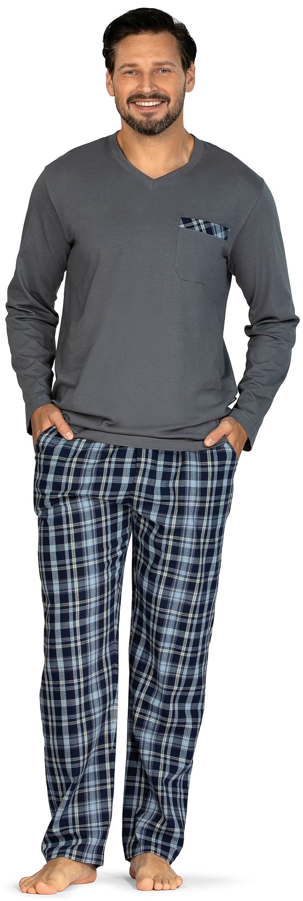 Comte Schlafanzug Gentle Frost (Set, 2 tlg., 2-teilig) Herren Pyjama lang Langarm Hose Webflanell auch große Größen