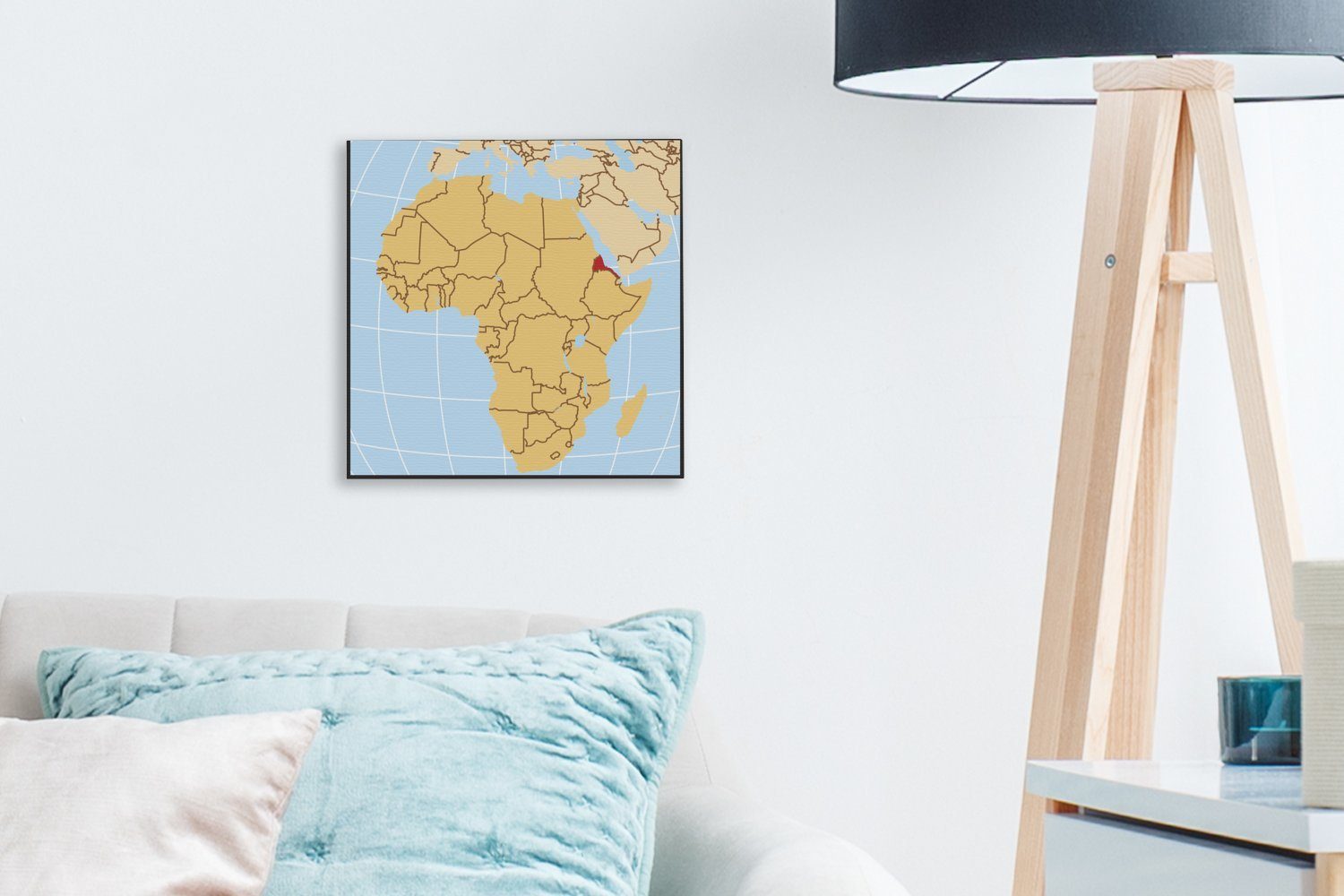 für von (1 Eritrea St), OneMillionCanvasses® Wohnzimmer Landkarte, auf Leinwandbild der Illustration Schlafzimmer afrikanischen Bilder Leinwand