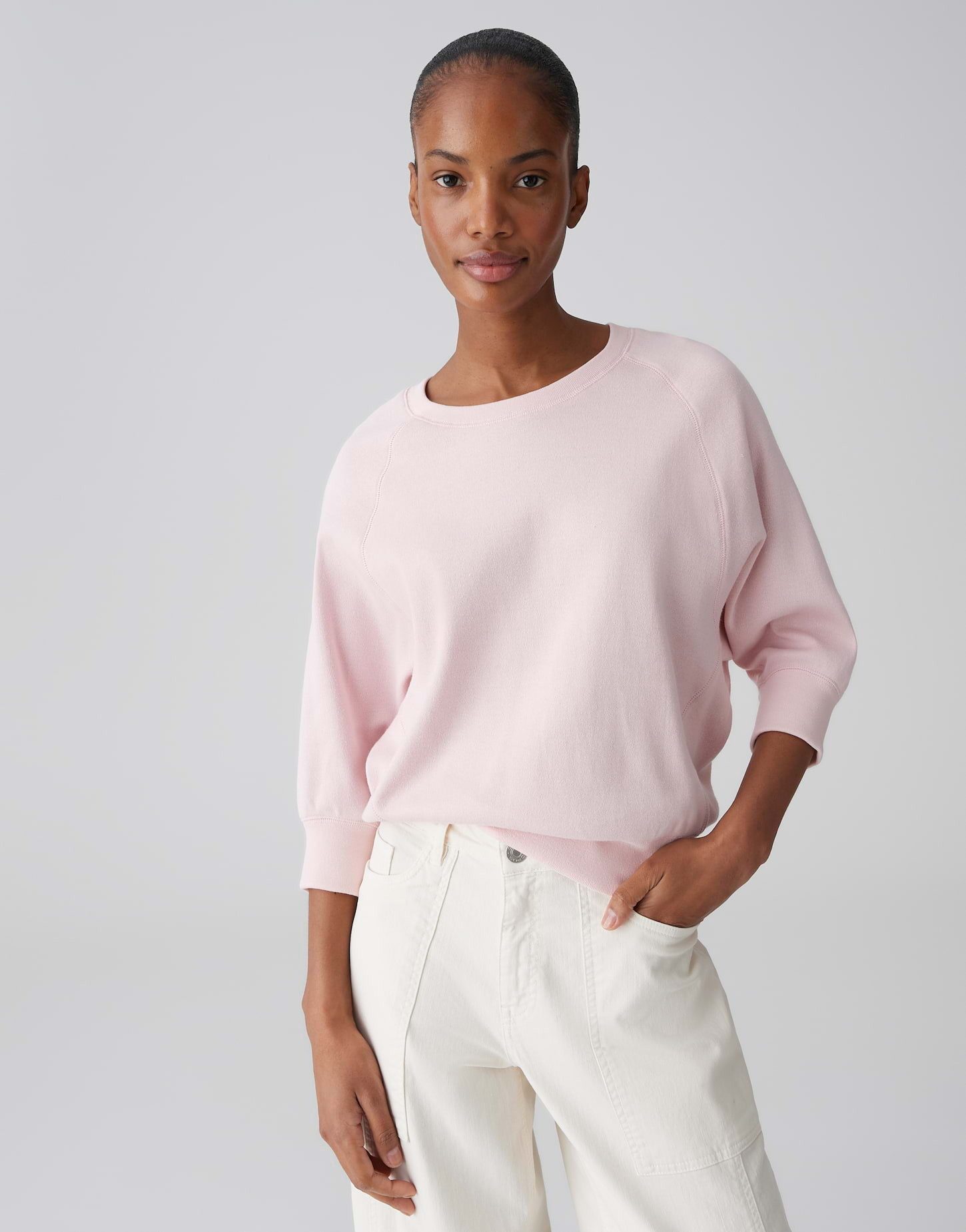 OPUS Sweatshirt Sweatshirt aus BCI Cotton mit weichem Griff Weite Passform, elastische Rippbündchen, Pull-on
