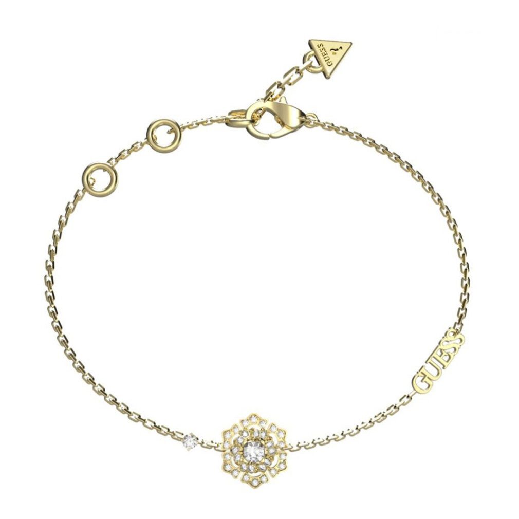 Valentinstagsgeschenk Guess Kette mit Einhänger Modisches vergoldetes Armband mit La Fleur-Blume Länge: 21 cm
