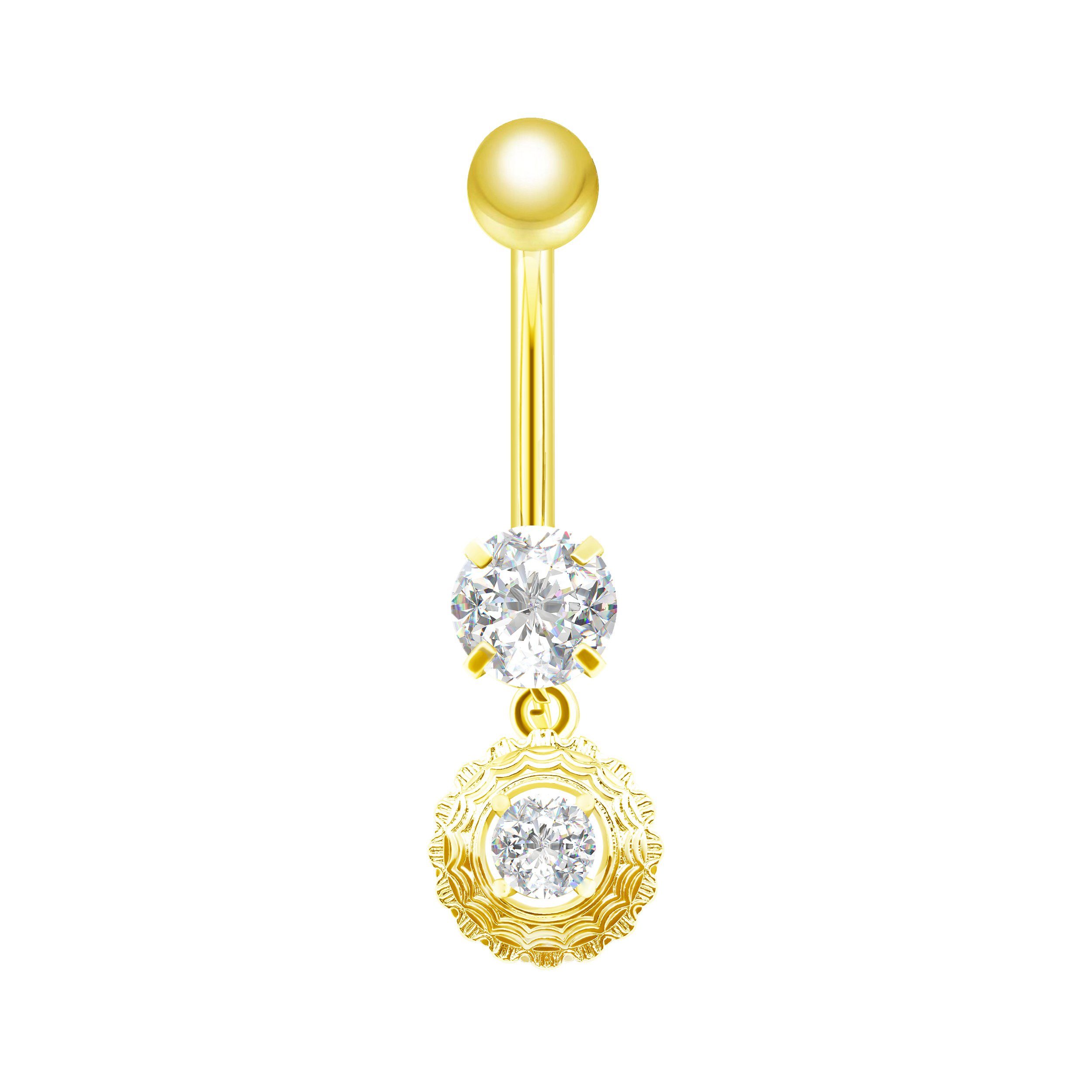 Karisma Schmuck Bauchnabelpiercing Edelstahl 316L Vergoldet Nabel Stecker Anhänger Zirkonia HB418«