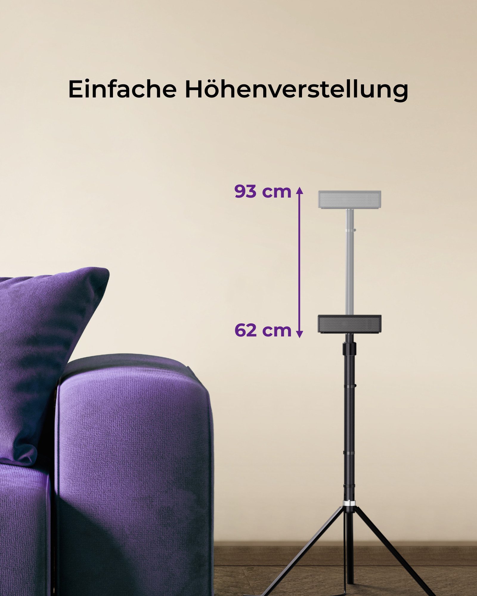 Ultimea Lautsprecherständer Steady S80 - 1 Paar Lautsprecherständer für Nova S80 soundbar, (bis 36,6 Zoll, 2-tlg, Höhenverstellbare Ständer, Ausziehbar 62–93 cm)